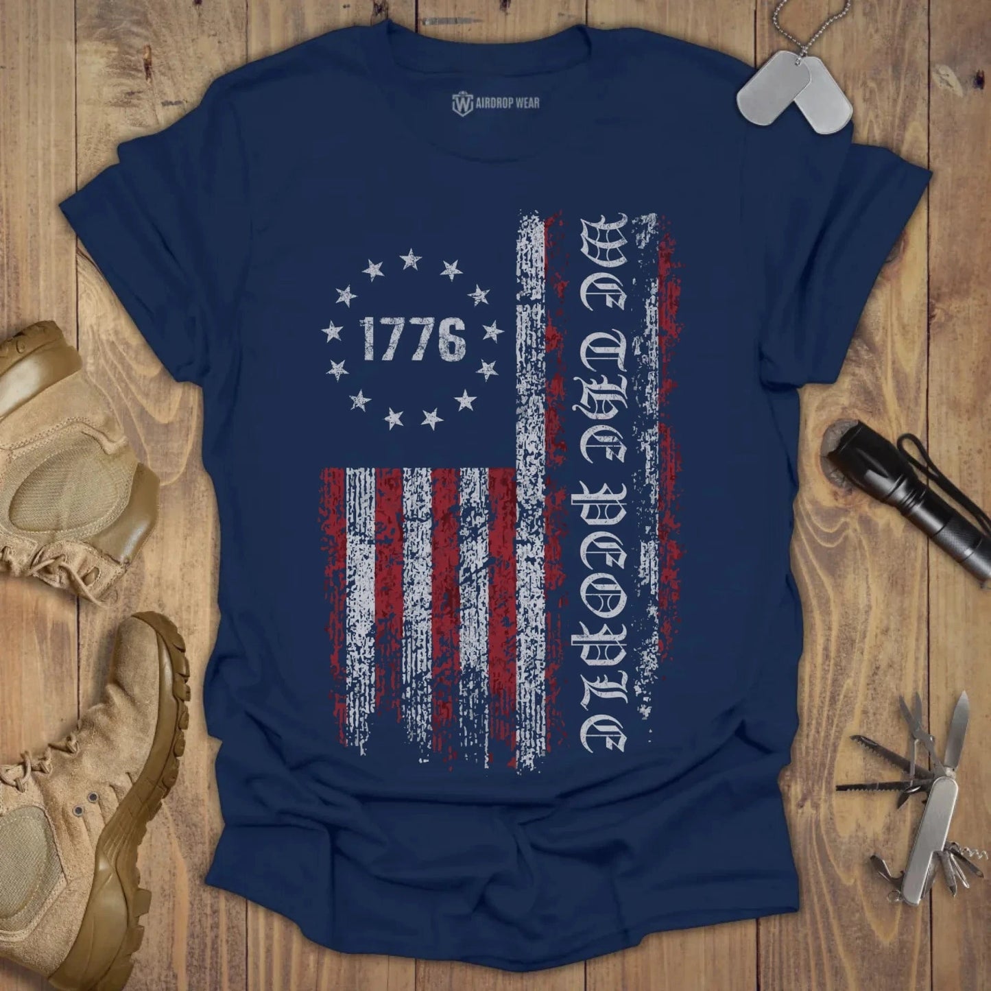 We The People Flag T-shirt Navy