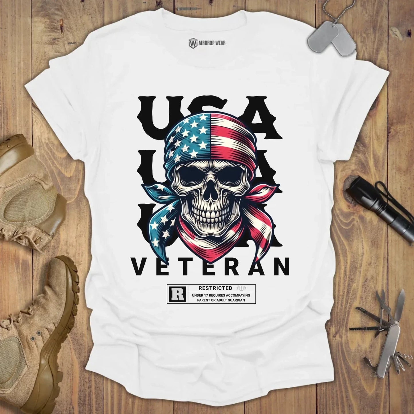 USA Veteran T-shirt White