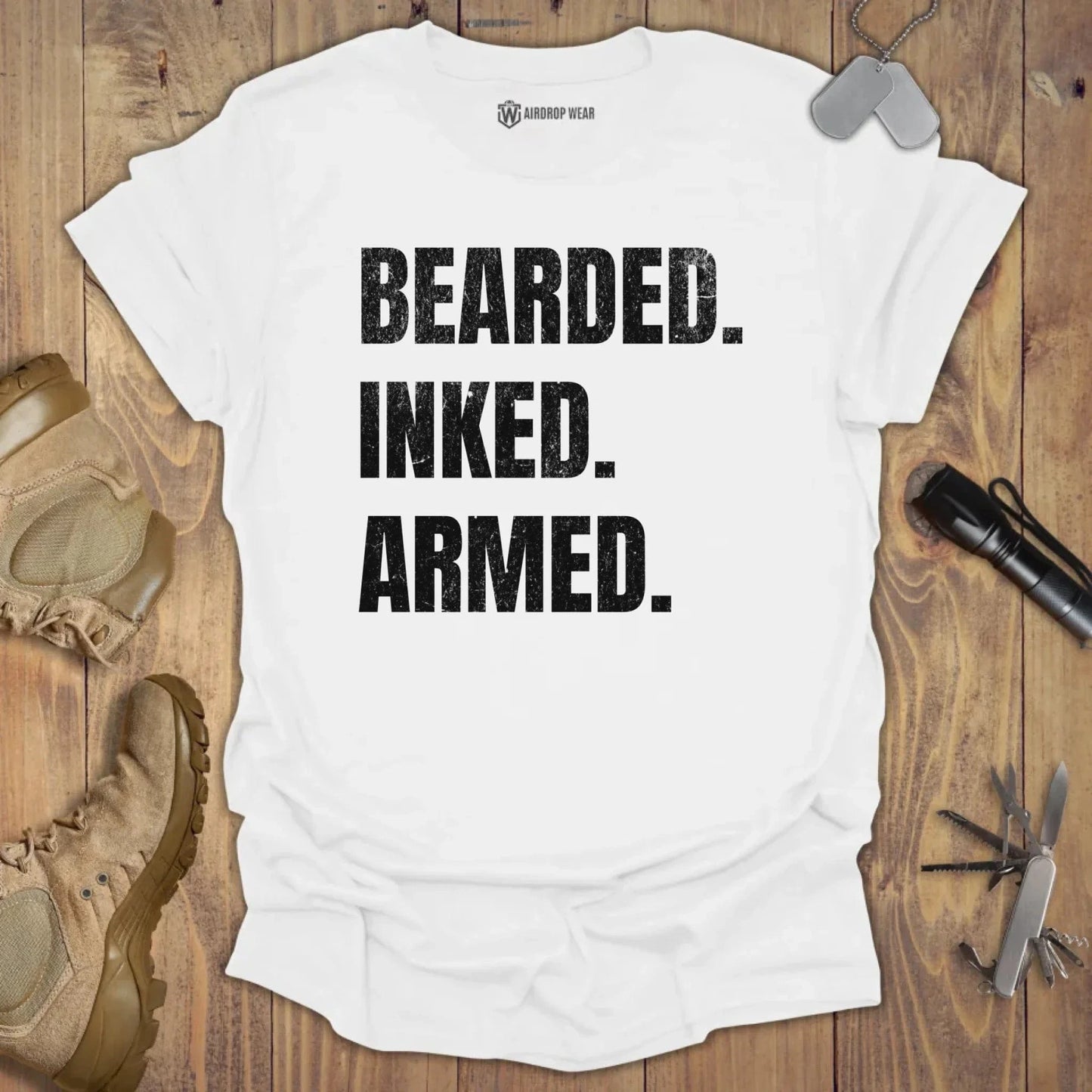 Bearded Inked Armed T-shirt White