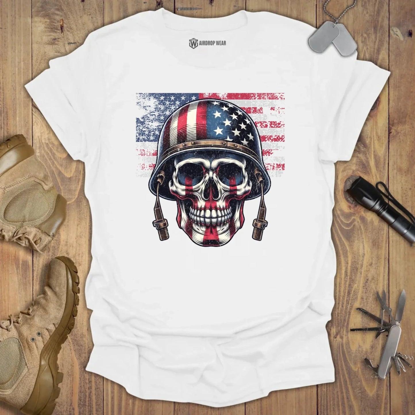 USA Skull T-shirt White