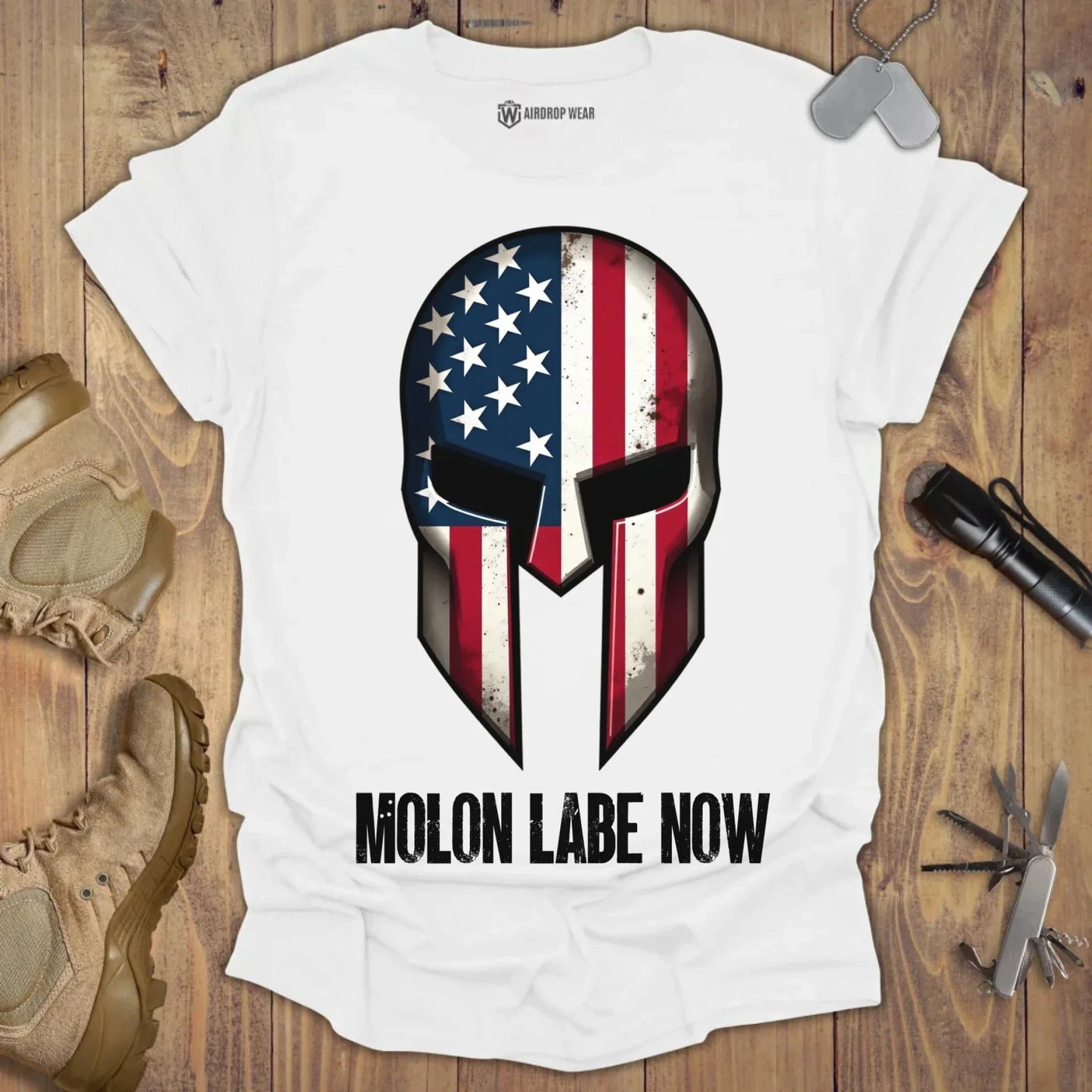 Sparta Helmet Molon Labe T-shirt White