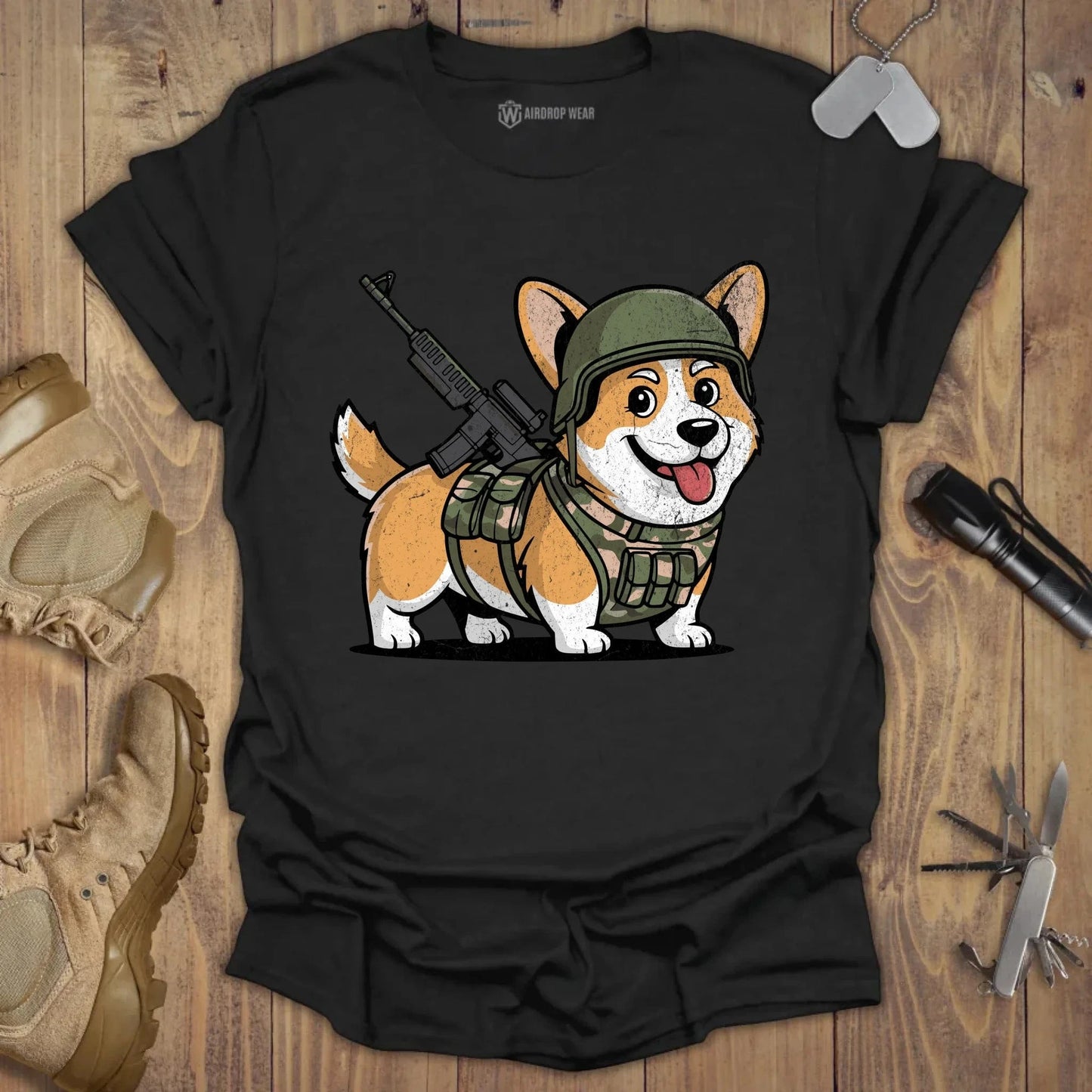 Tactical Corgi T-shirt Black