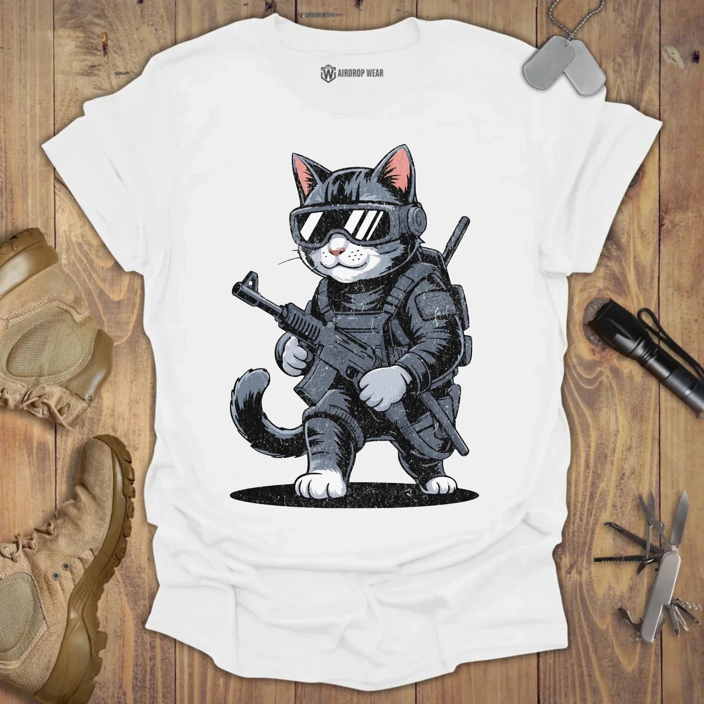 SpecOps Cat T-shirt White