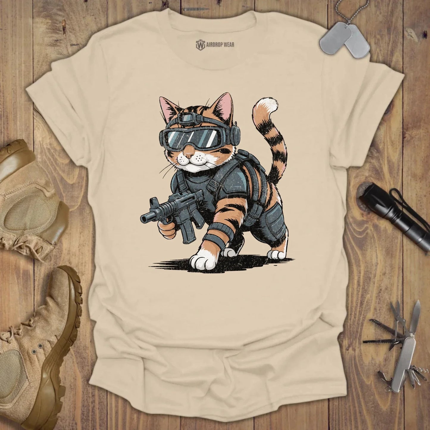 SpecOps Cat T-shirt Sand