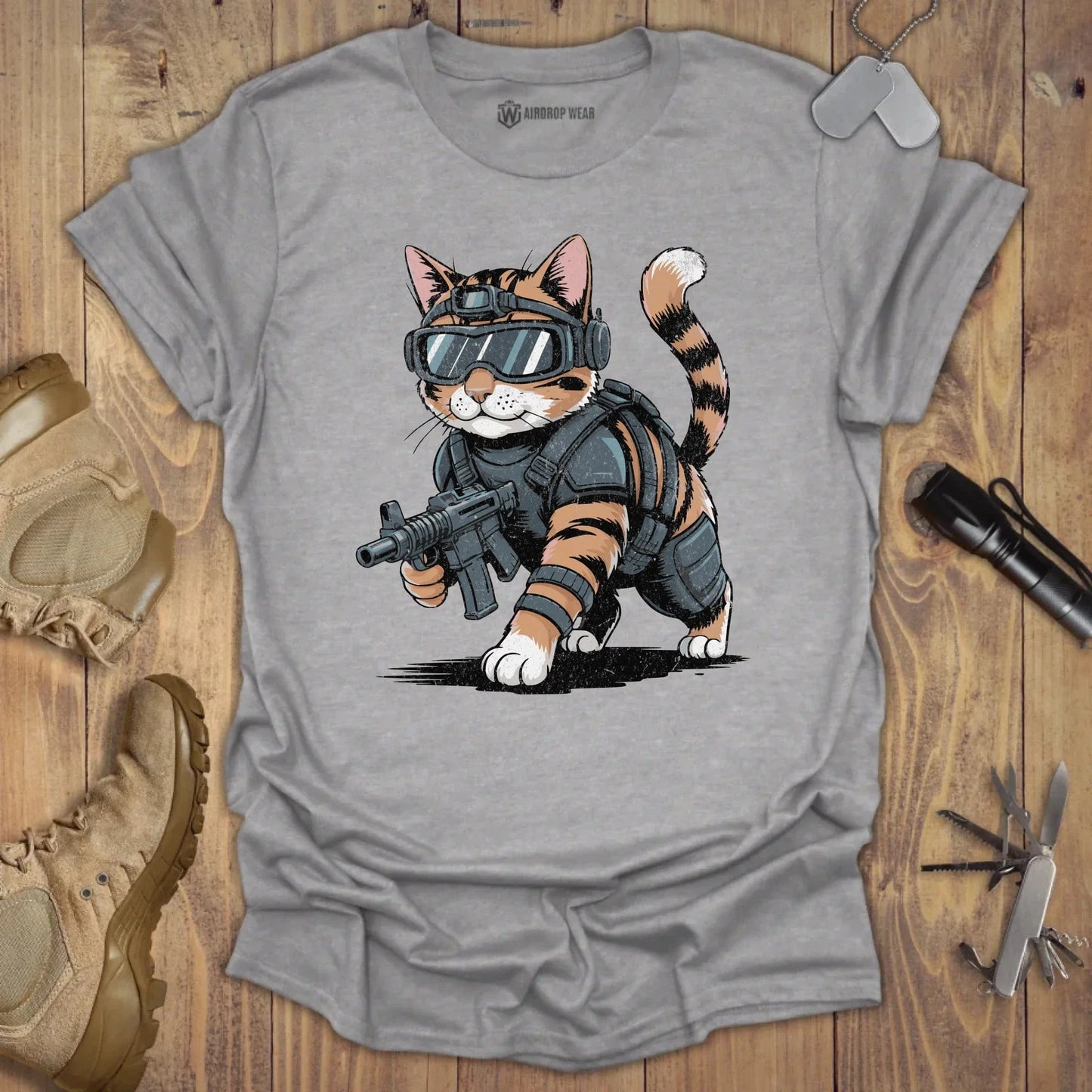 SpecOps Cat T-shirt Sport Grey
