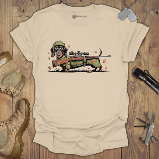 Sniper Dachshund T-shirt Sand