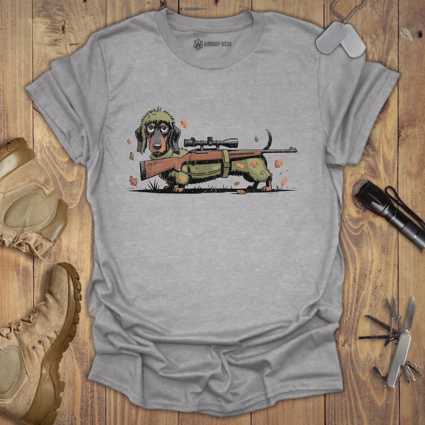 Sniper Dachshund T-shirt Sport Grey