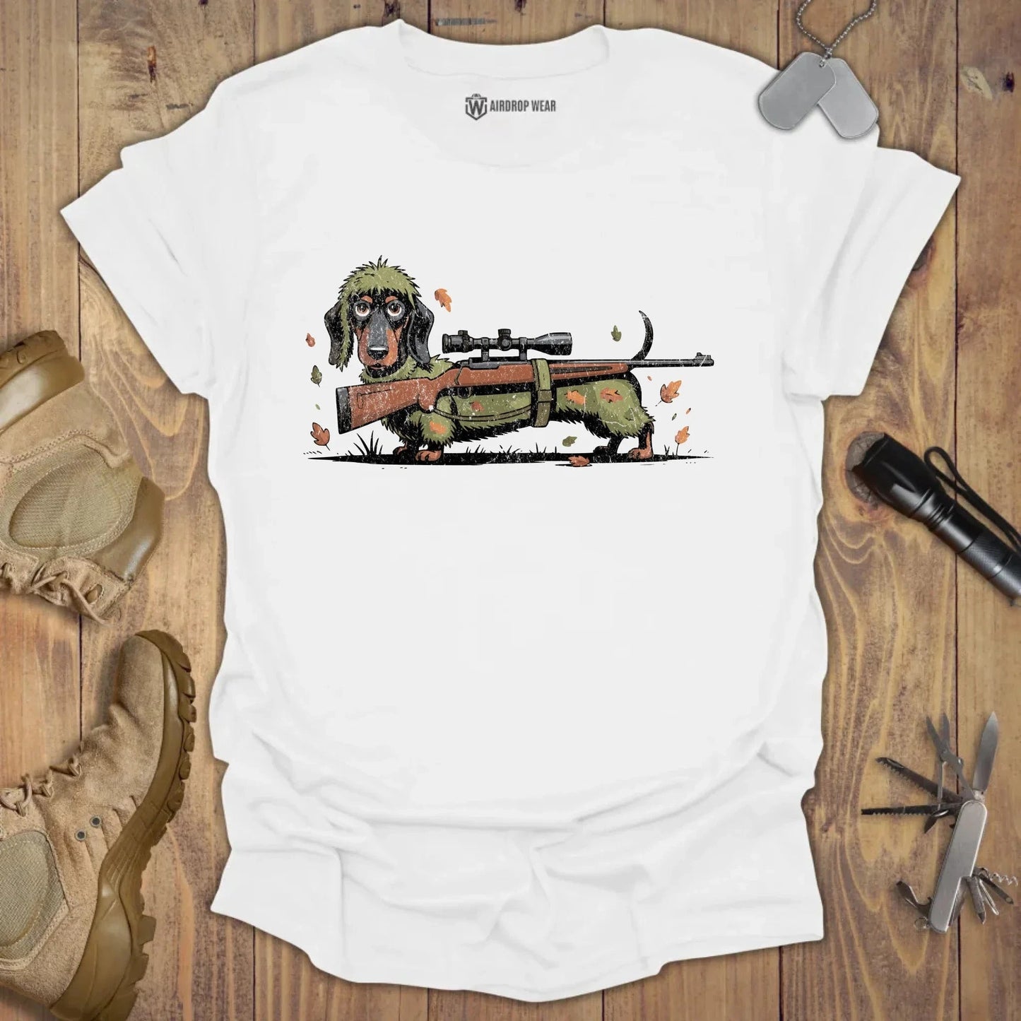 Sniper Dachshund T-shirt White