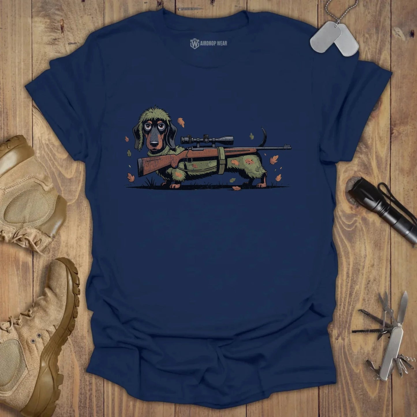 Sniper Dachshund T-shirt Navy