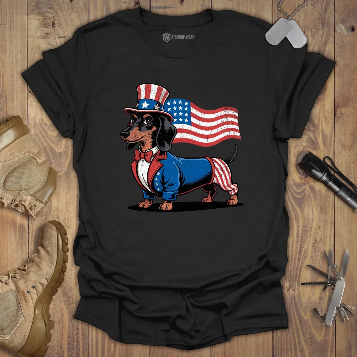 Uncle Dachshund T-shirt Black