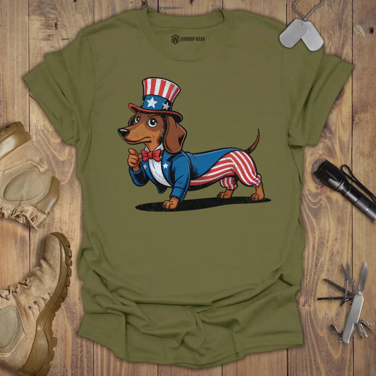 I Want You Wiener T-shirt Military Green