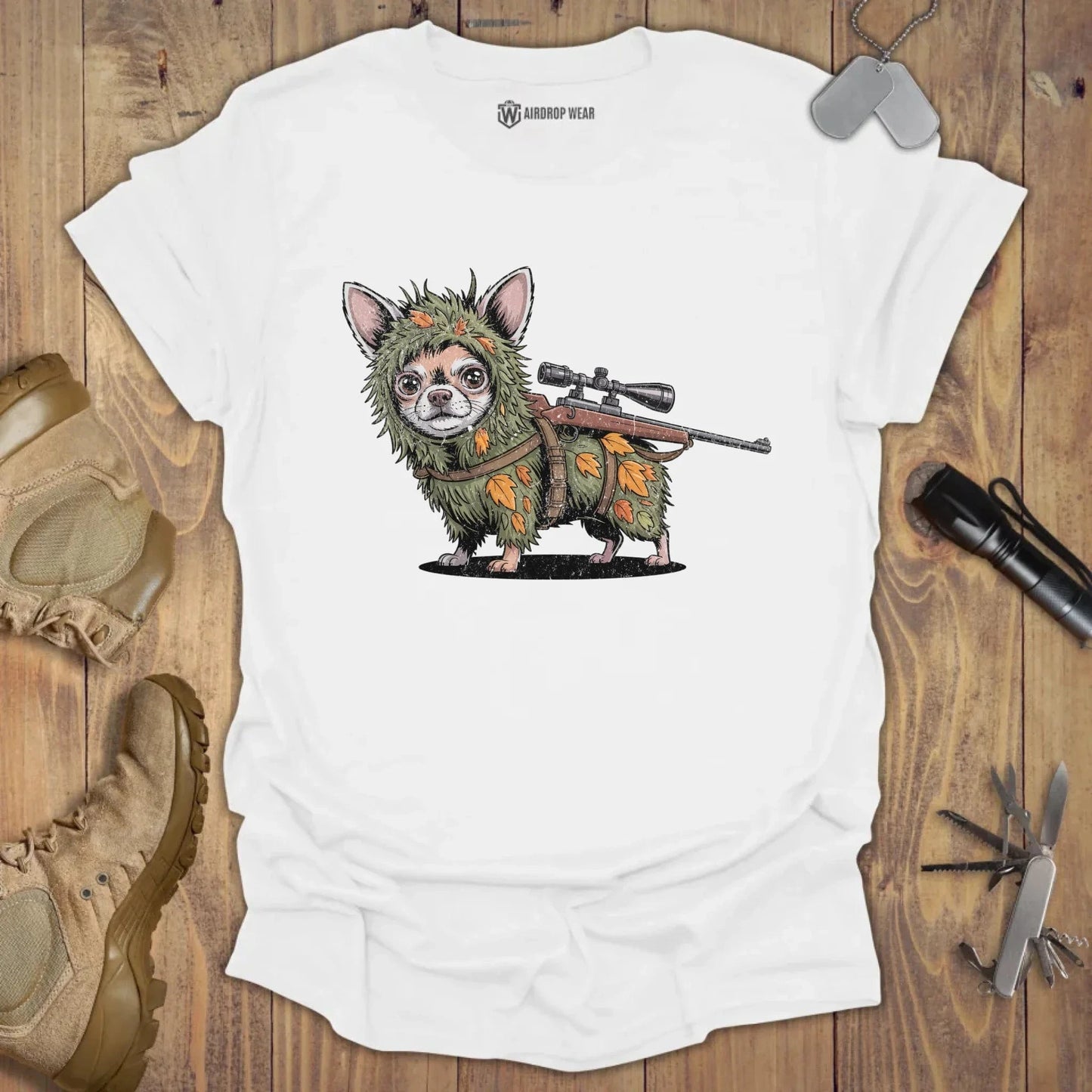Sniper Chihuahua T-shirt White