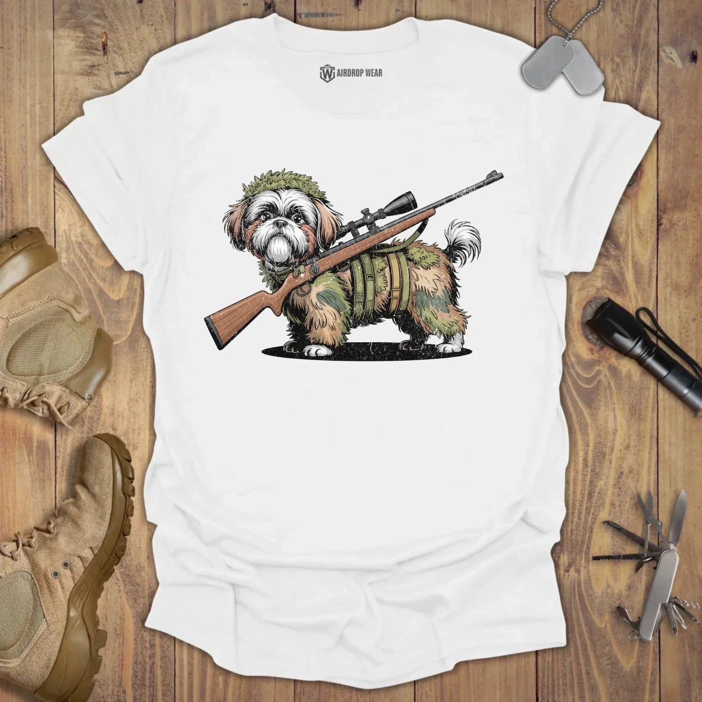 Sniper Shih Tzu T-shirt White