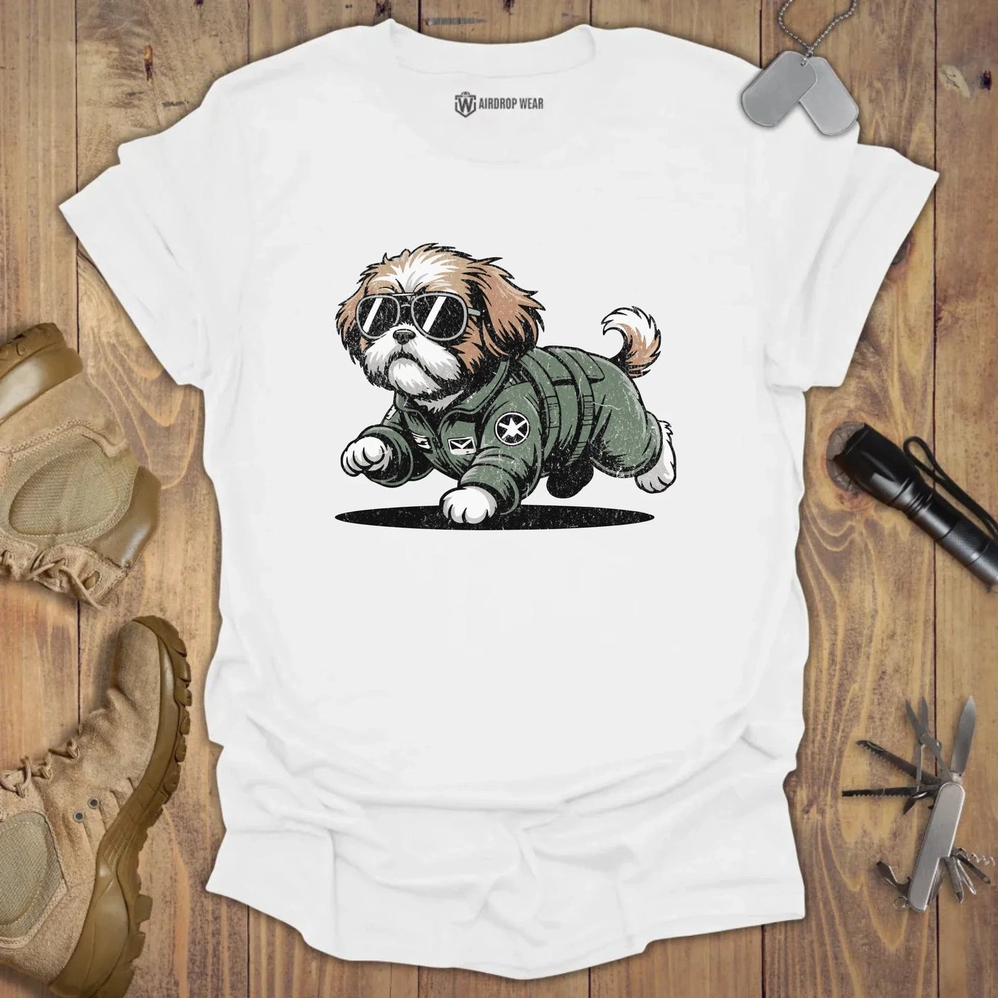 Fighter Pilot Shih Tzu T-shirt White