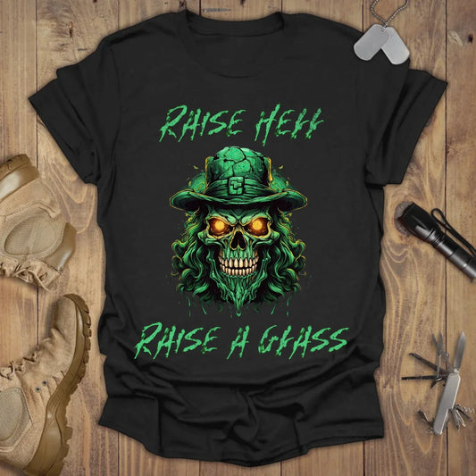 Raise Hell Raise A Glass T-shirt Black