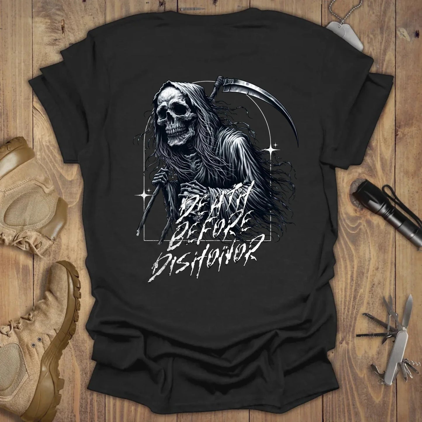 Death Before Dishonor T-shirt Black Back Print