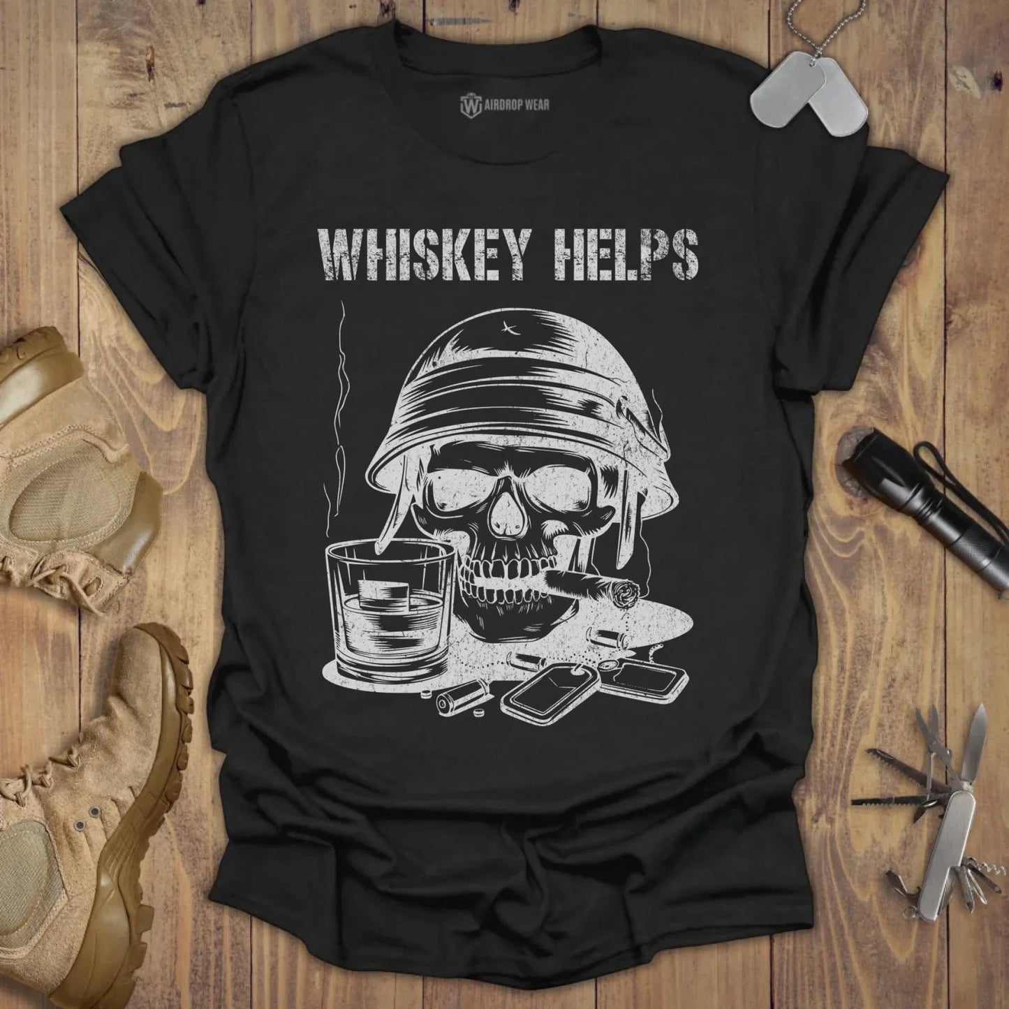 Whiskey Helps T-shirt Black