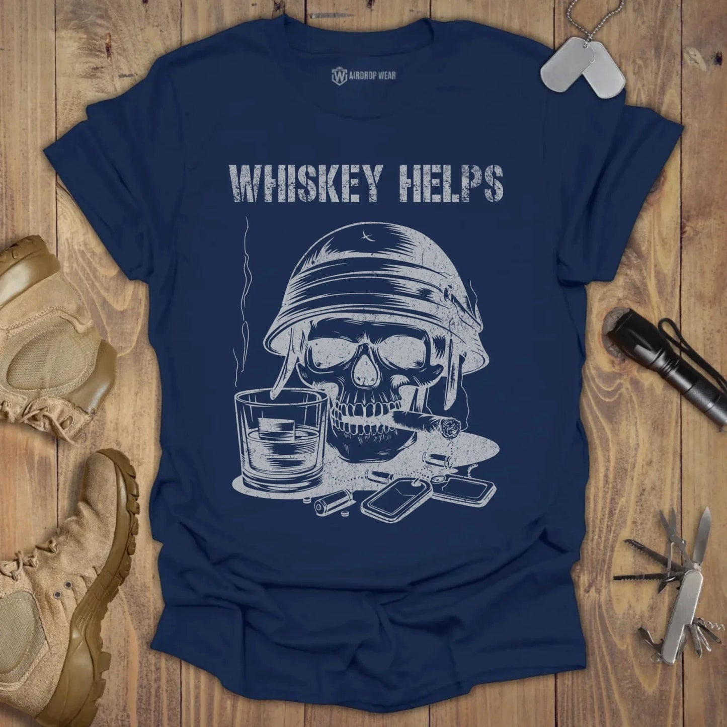 Whiskey Helps T-shirt Navy