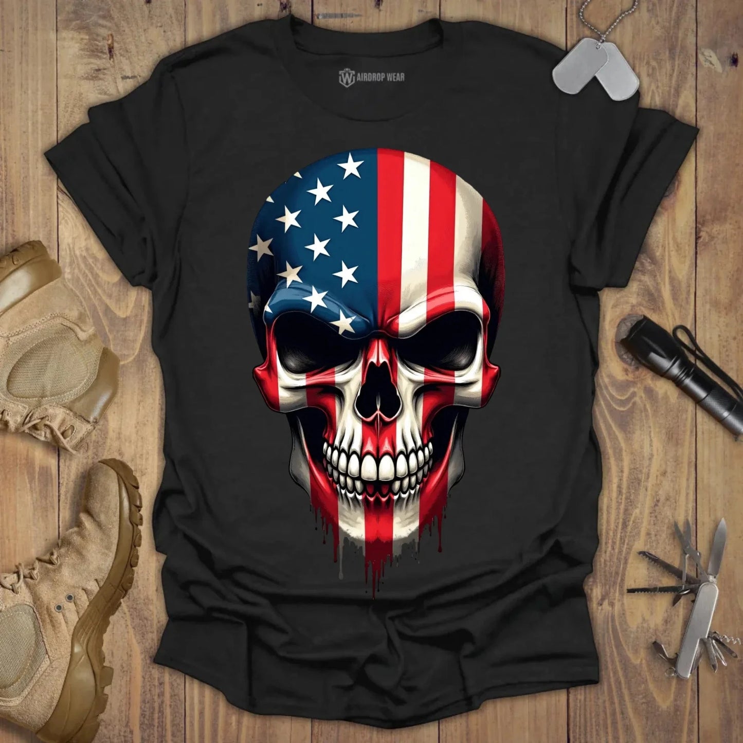 American Skull T-shirt Black