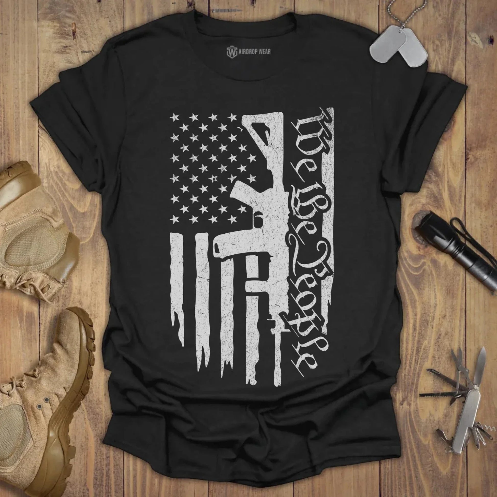 We The People Flag T-shirt Black