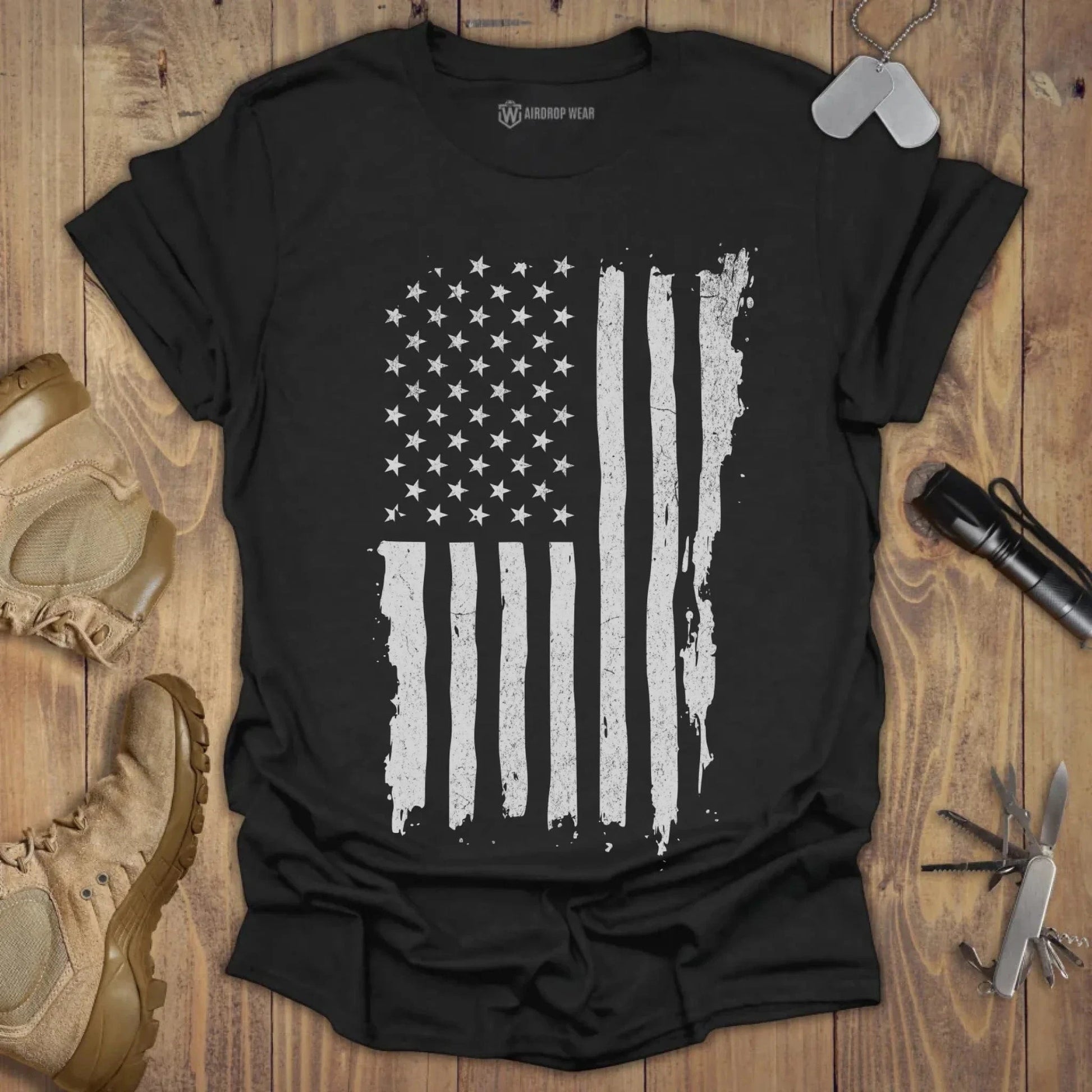 US Flag T-shirt Black