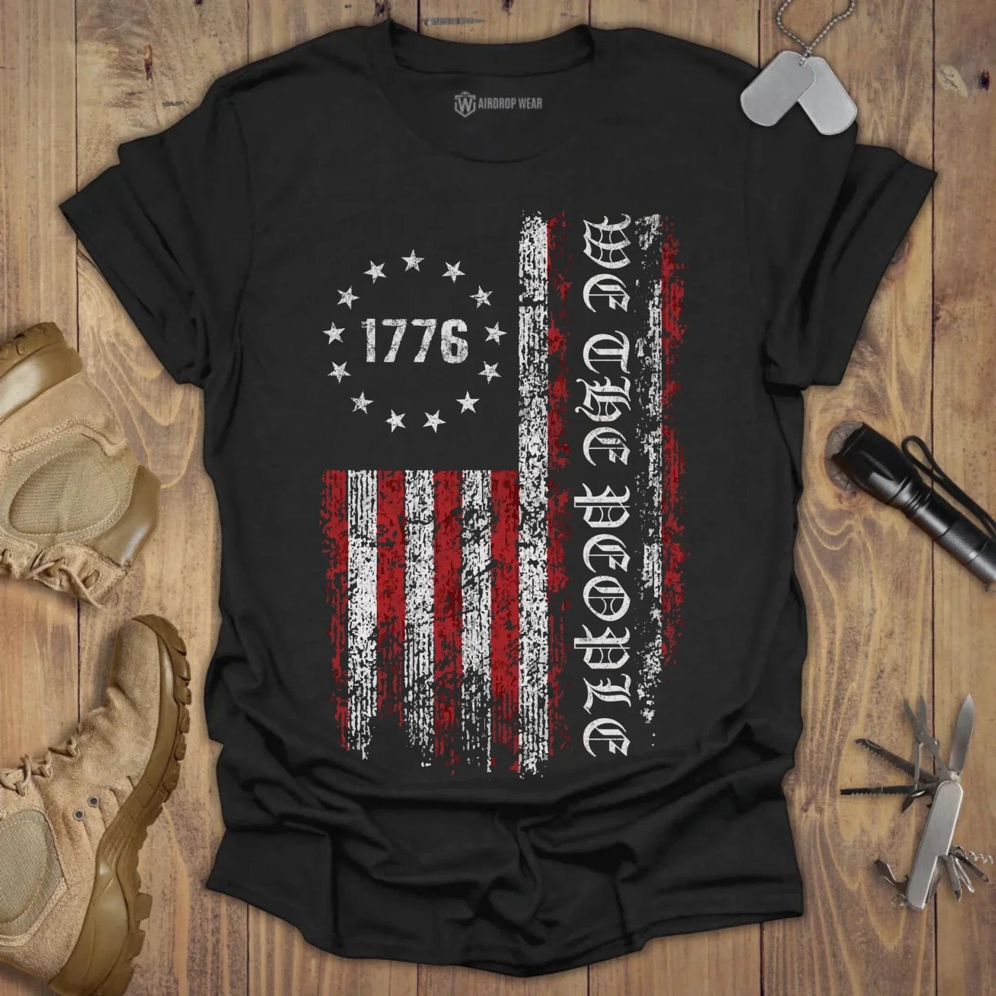 We The People Flag T-shirt Black