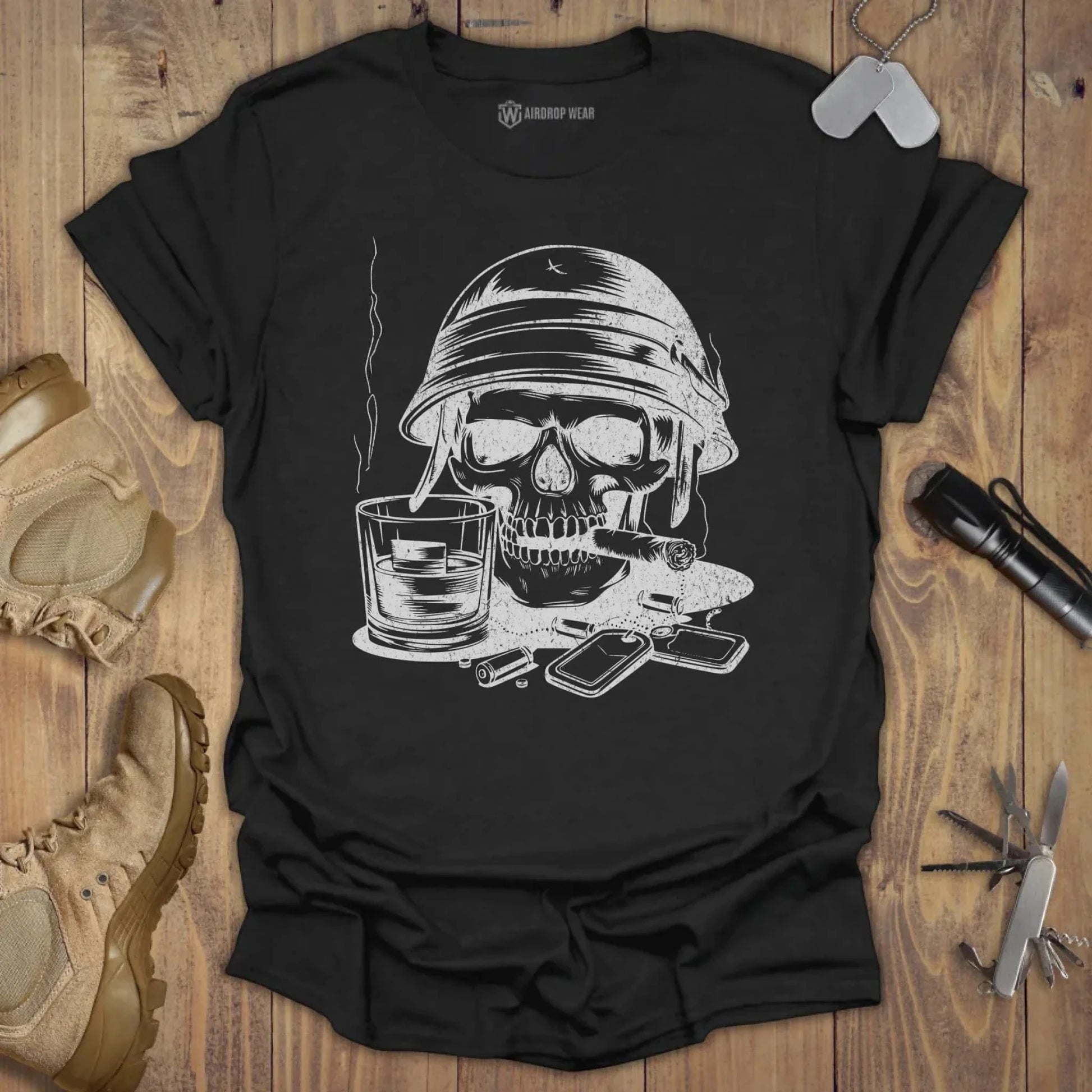 Whiskey Skull T-shirt Black