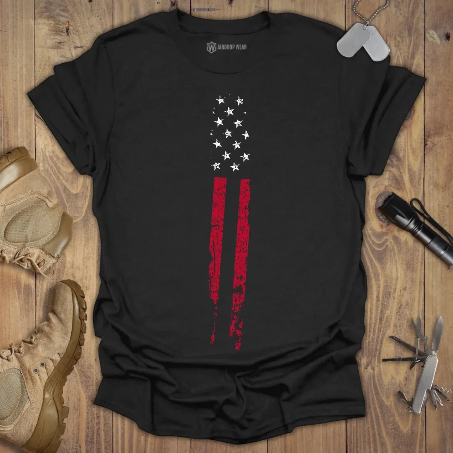 Us Flag T-shirt Black