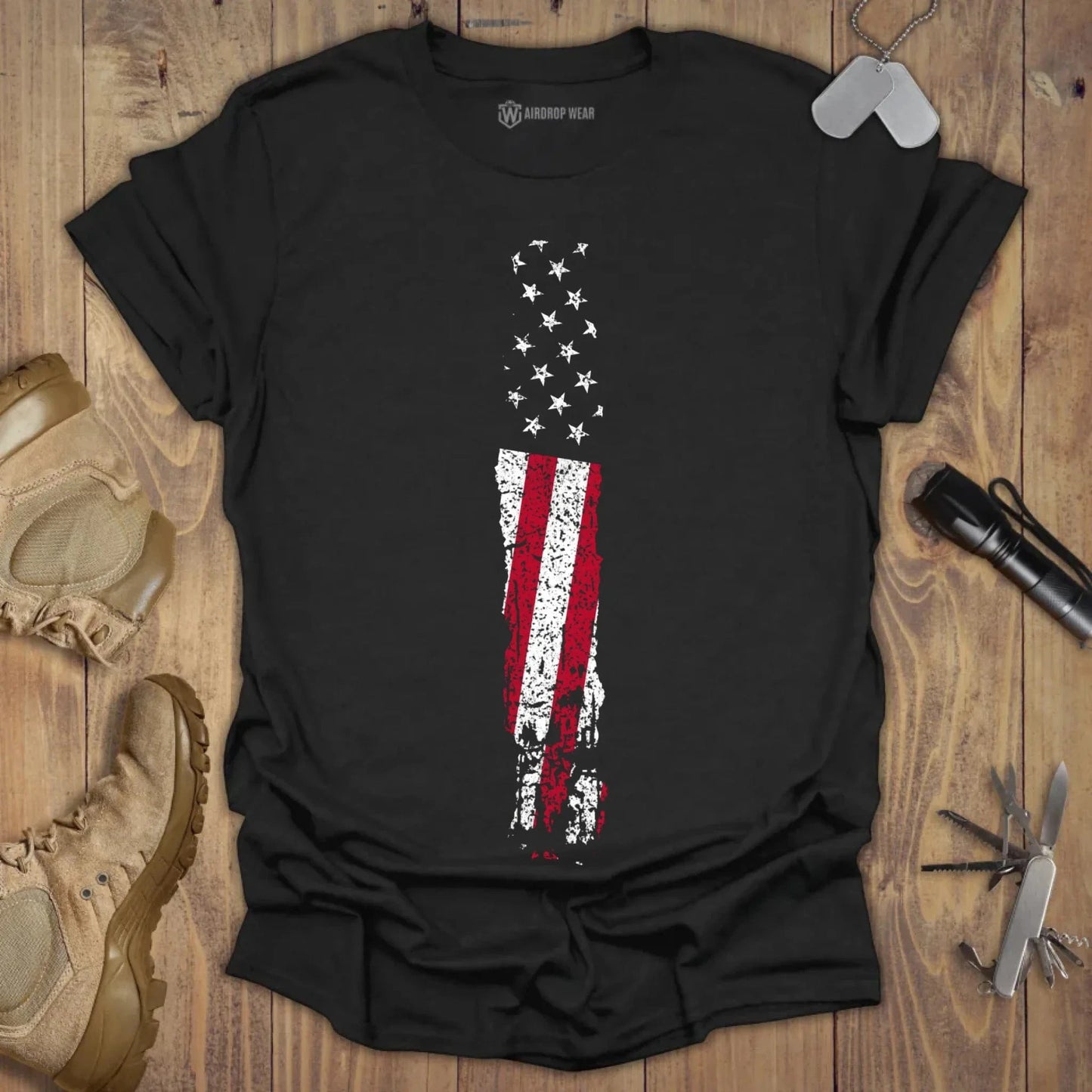 US Flag T-shirt Black