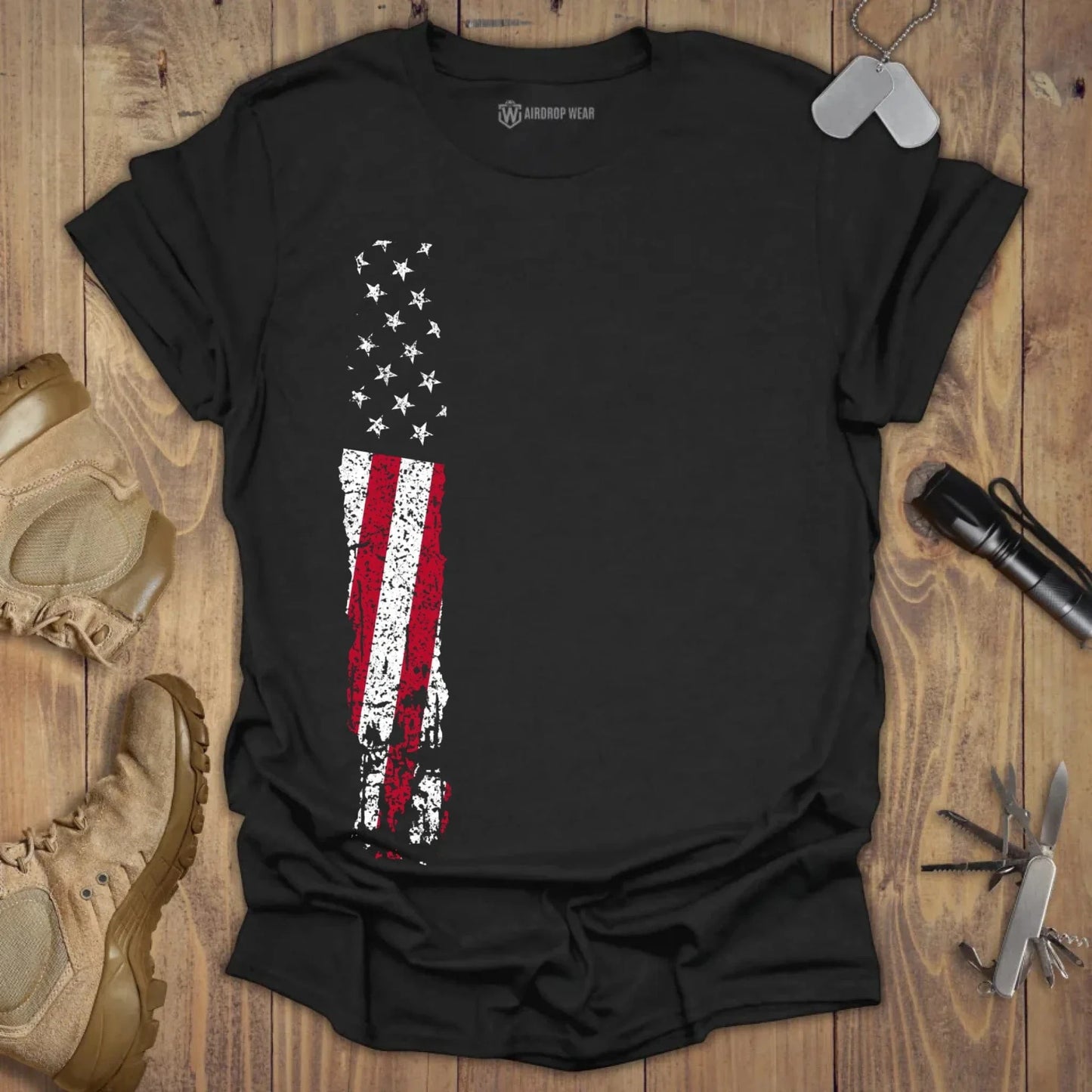 US Flag T-shirt Black