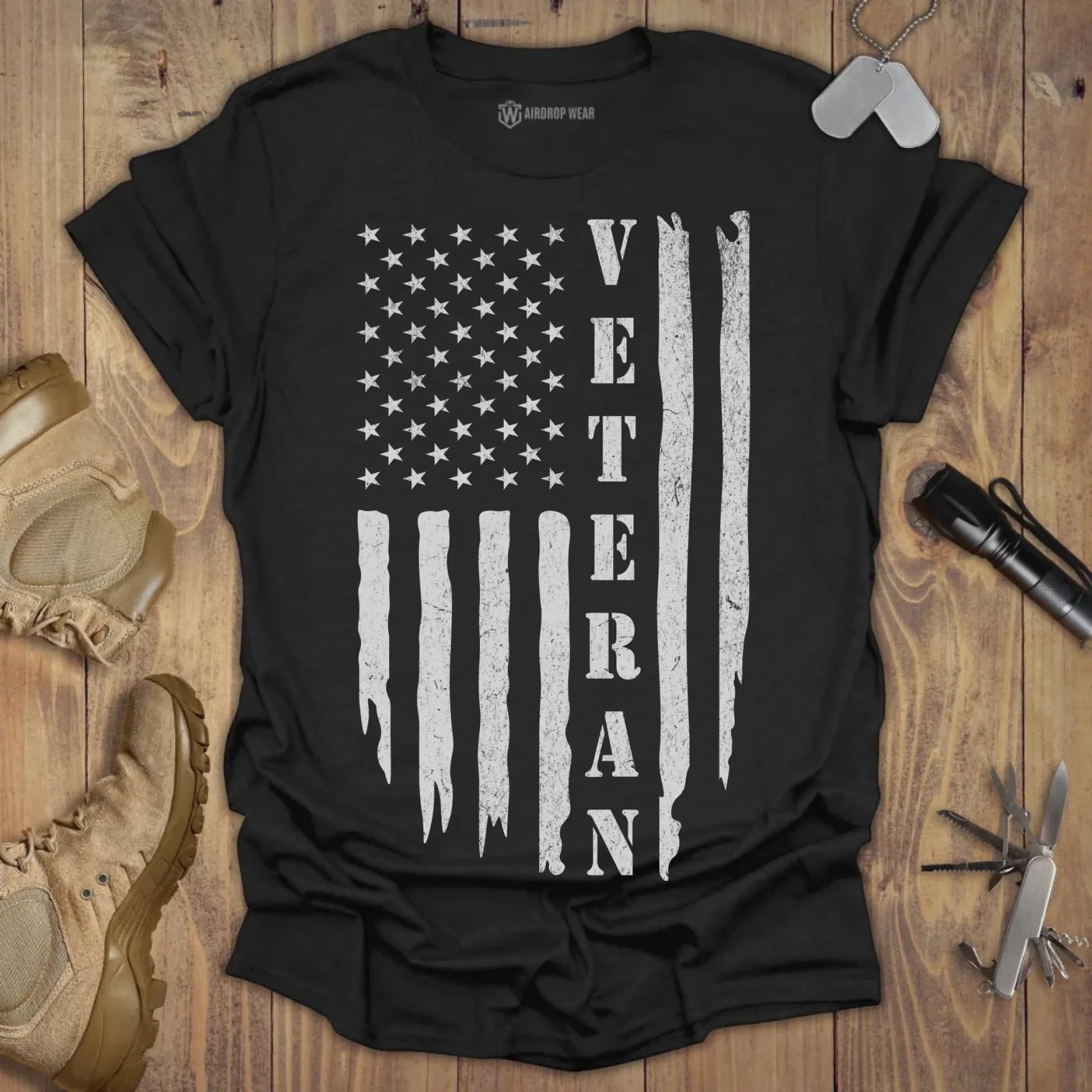 Veteran Flag T-shirt Black