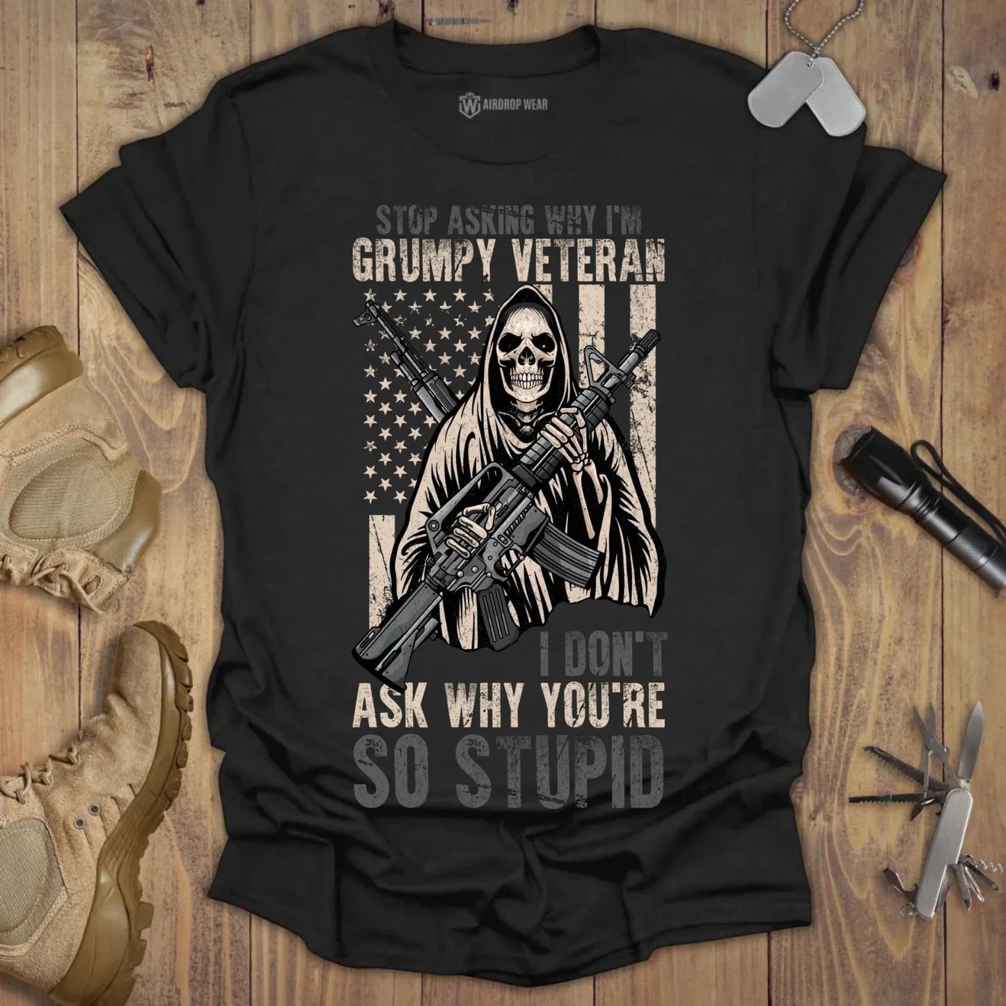 Grumpy Veteran T-shirt Black
