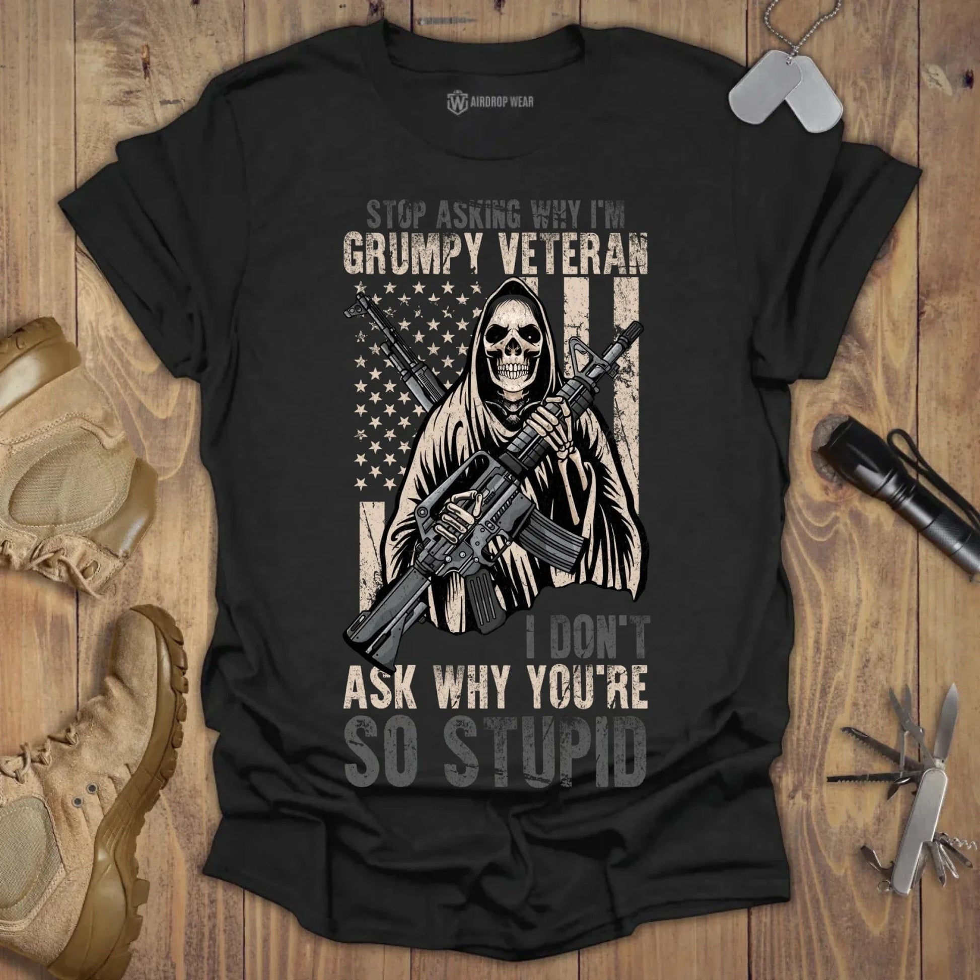 Grumpy Veteran T-shirt Black