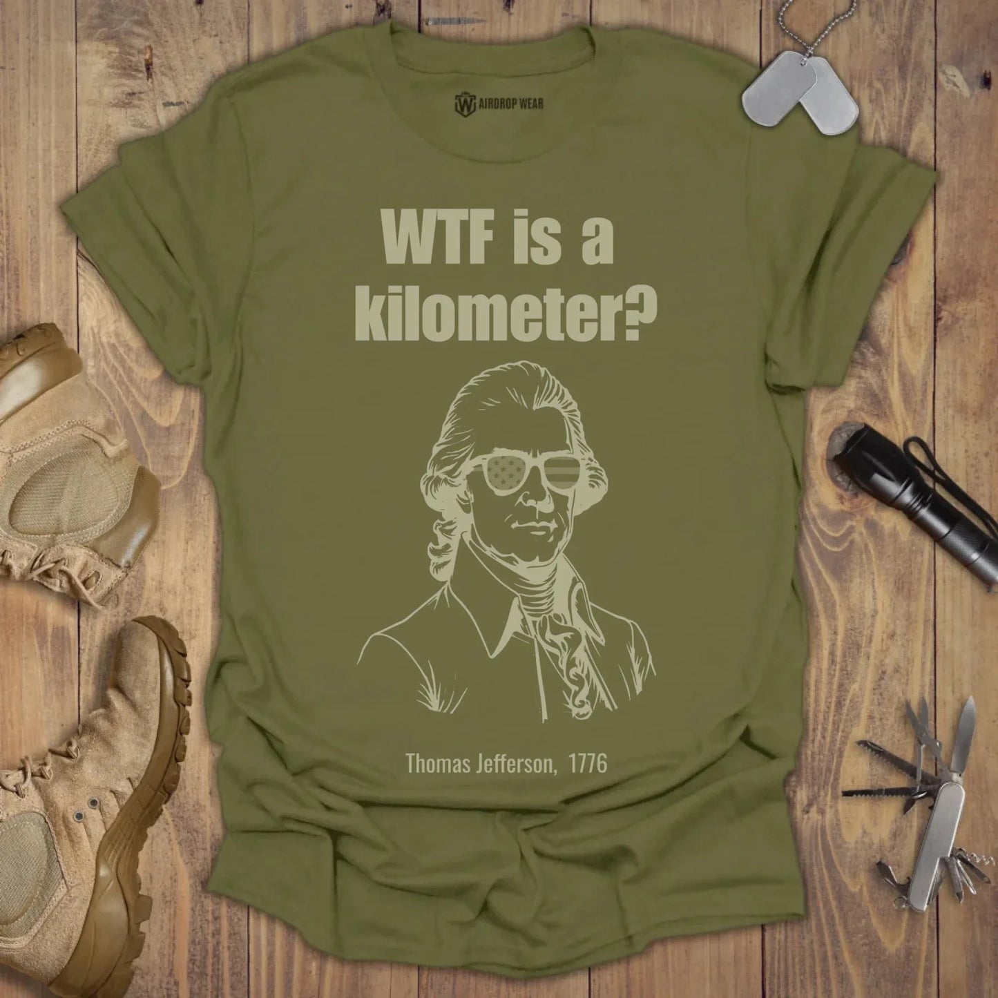 WTF is a kilometer T-shirt Military Green