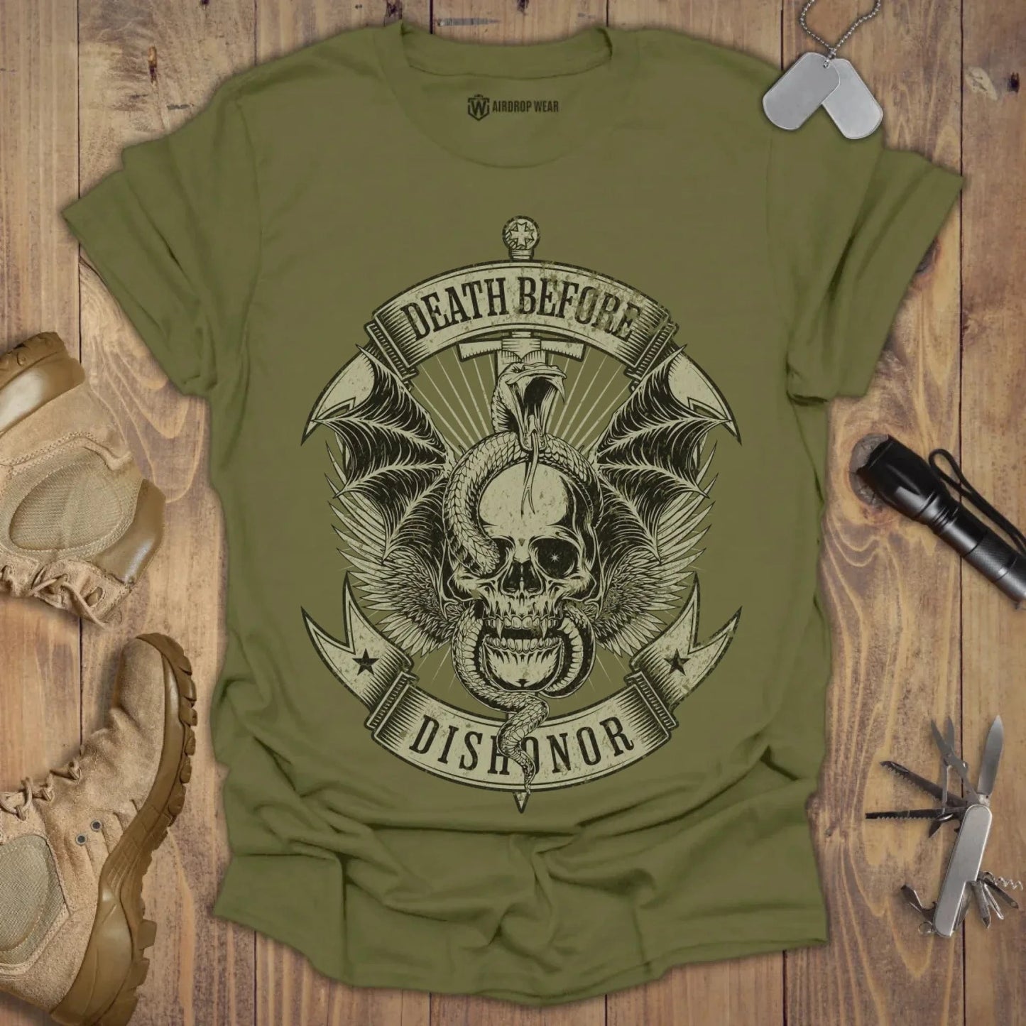 Death Before Dishonor T-shirt Military Green
