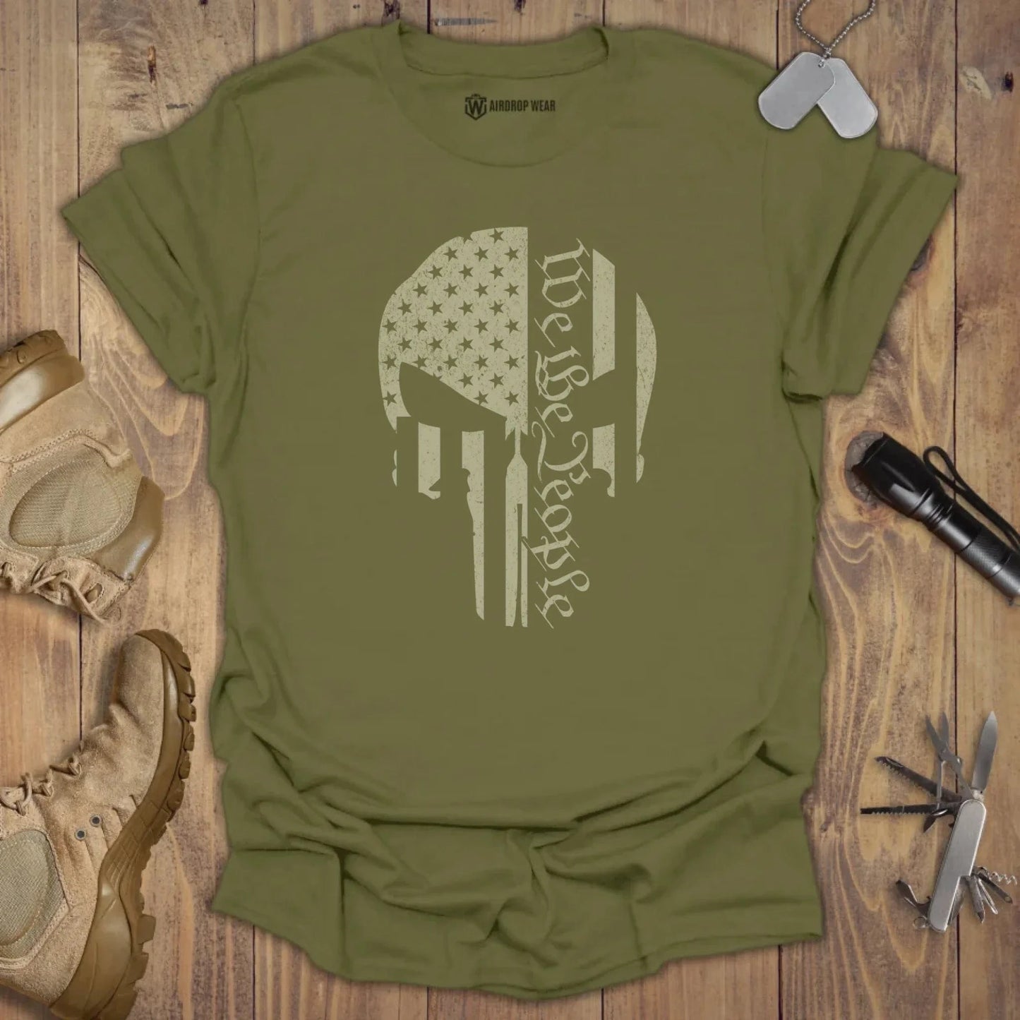 We The People Skull T-shirt Military Green