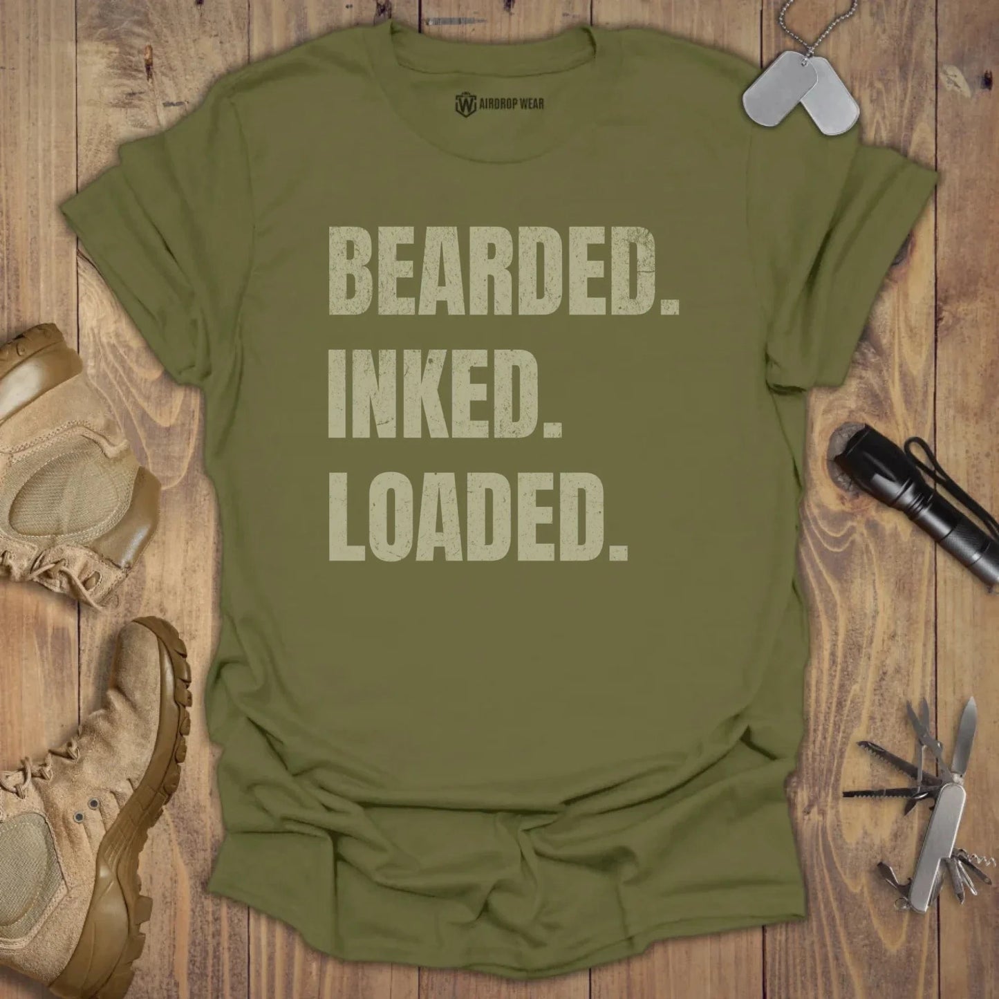Bearded Inked Loaded T-shirt Military Green