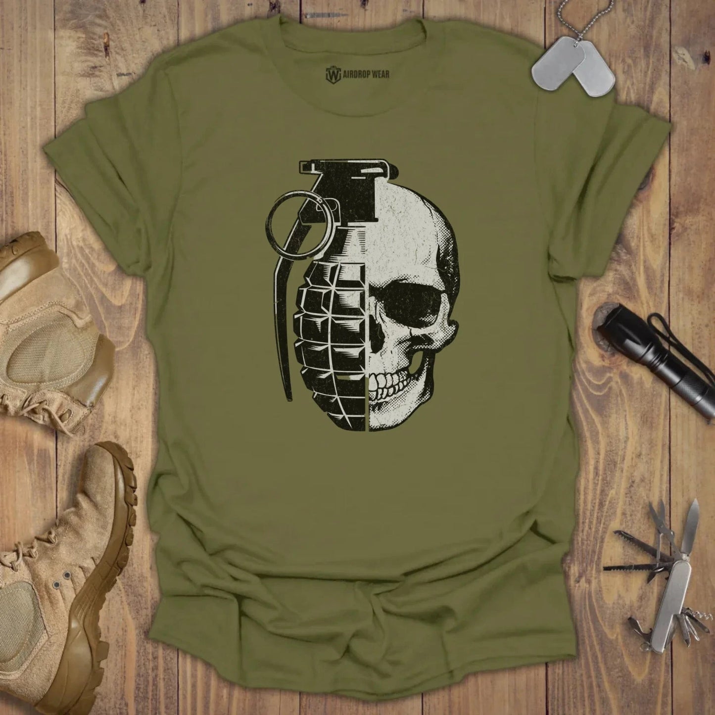 Skull Granade T-shirt Military Green
