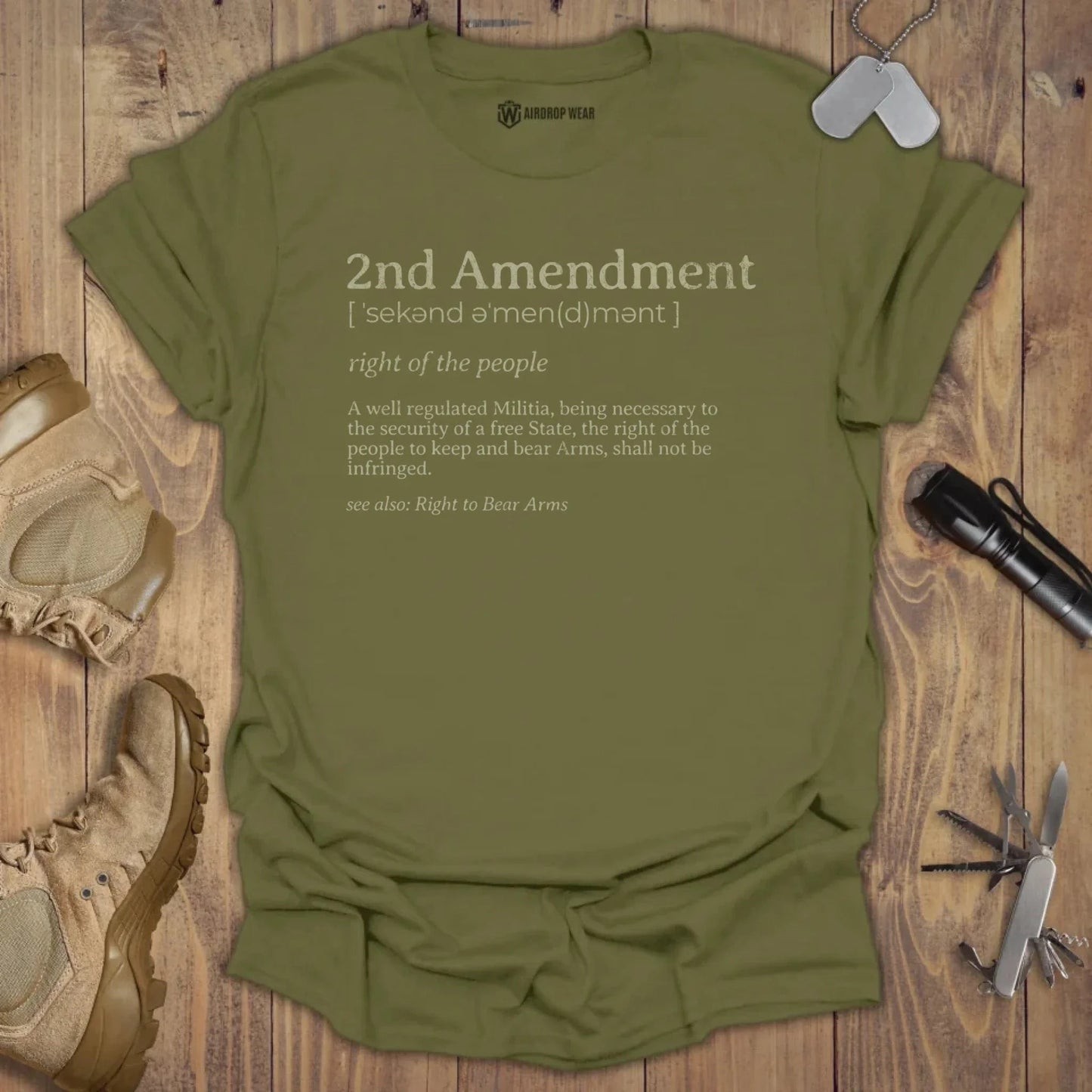 2nd Amendment Dictionary T-shirt Military Green