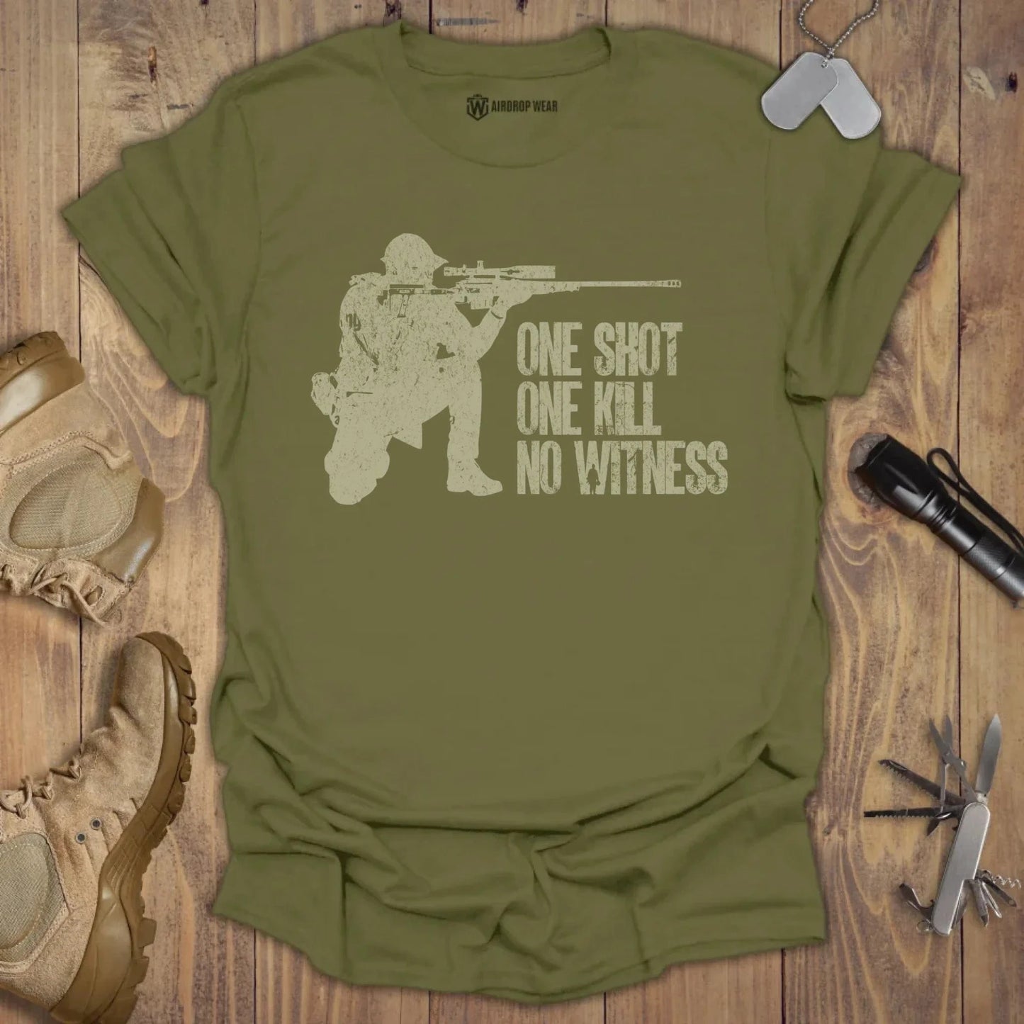 One Shot One Kill T-shirt Military Green