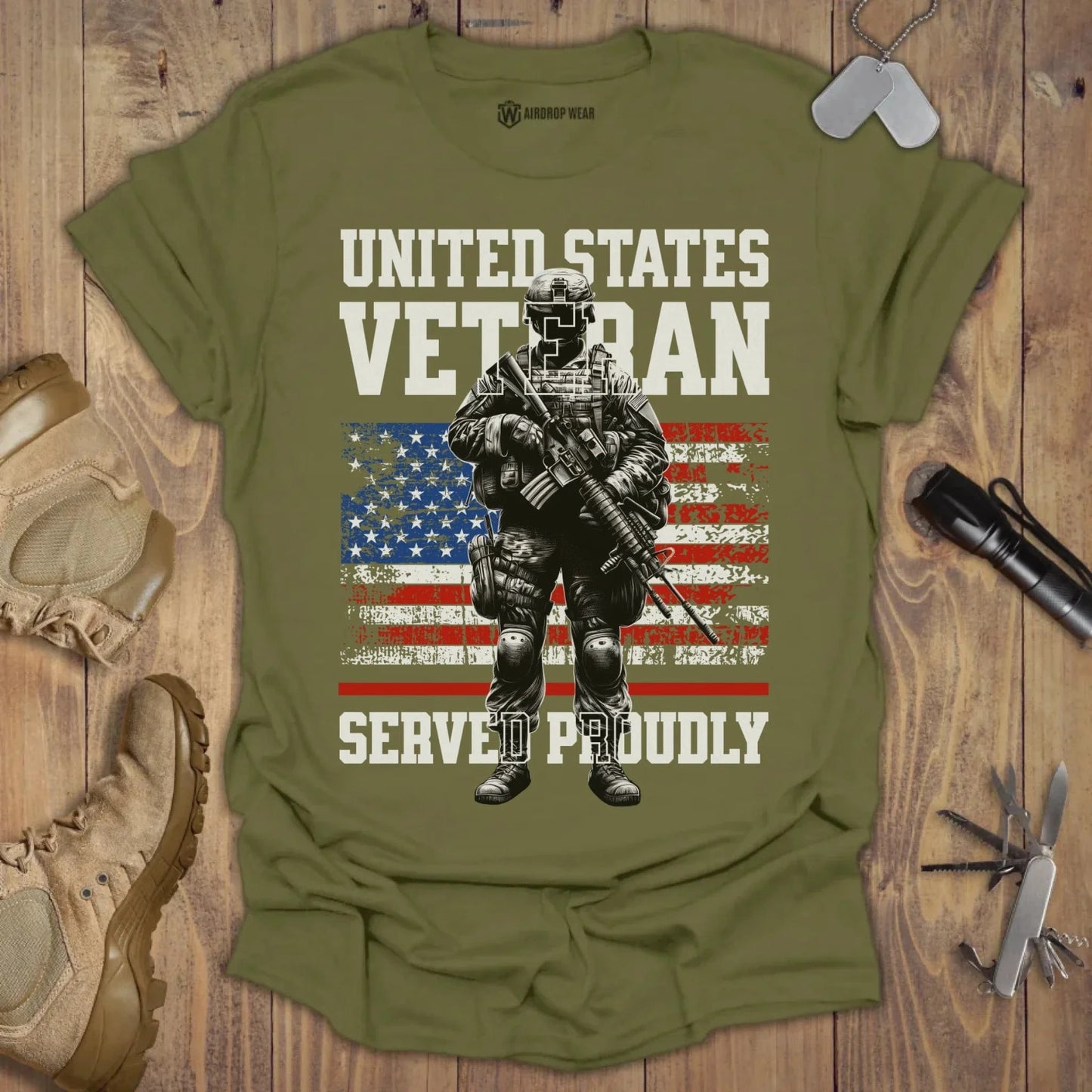 US Veteran T-shirt Military Green
