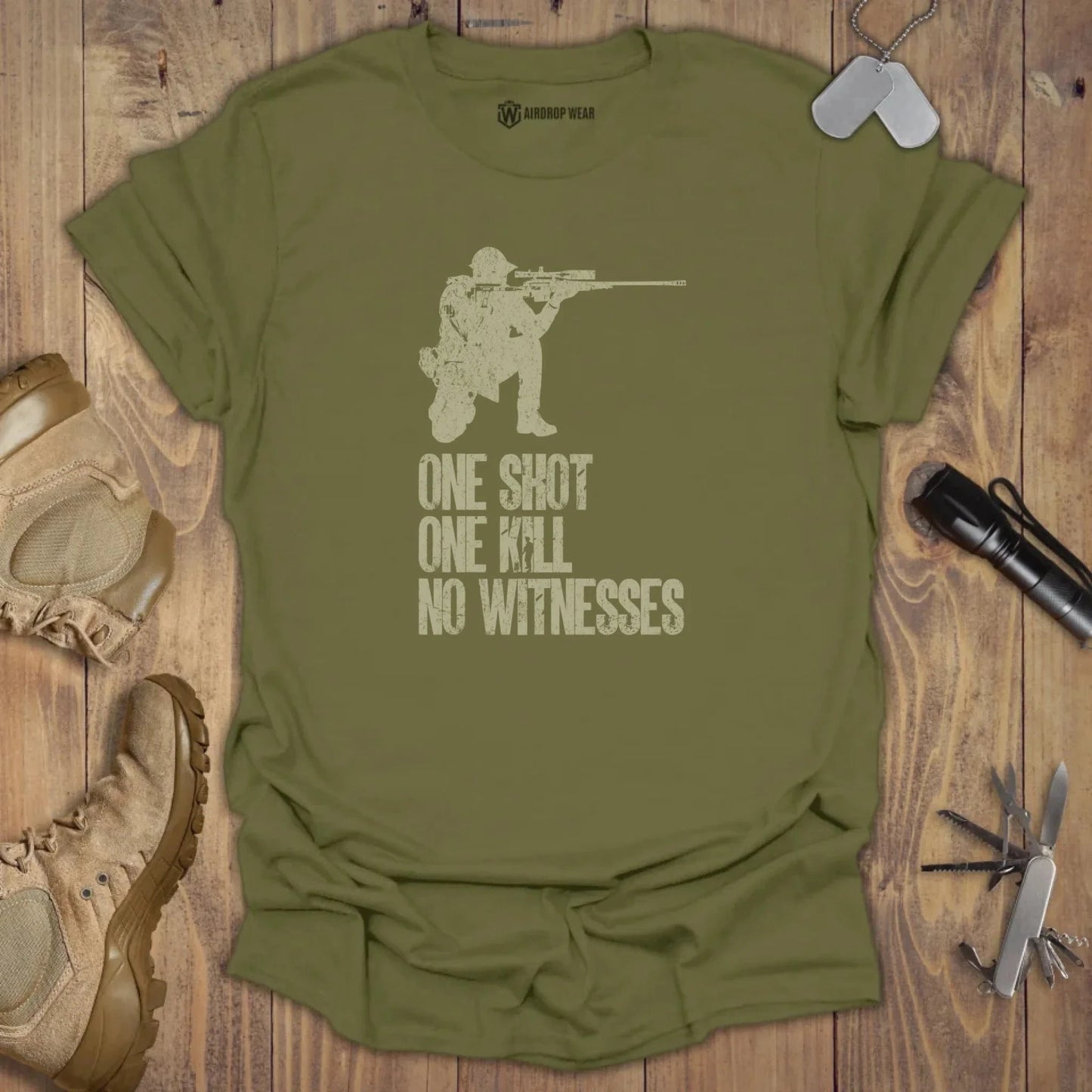 One Shot One Kill T-shirt Military Green