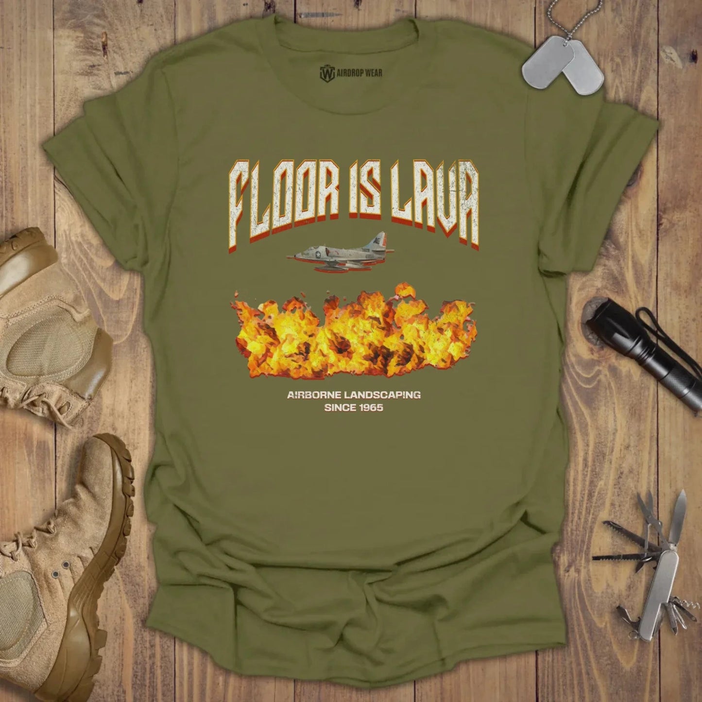 Floor Is Lava T-shirt Military Green