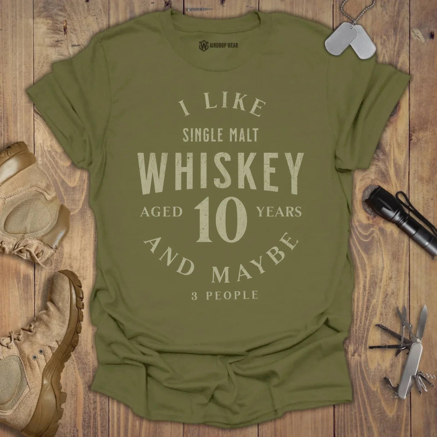 I Like Whiskey T-shirt Military Green