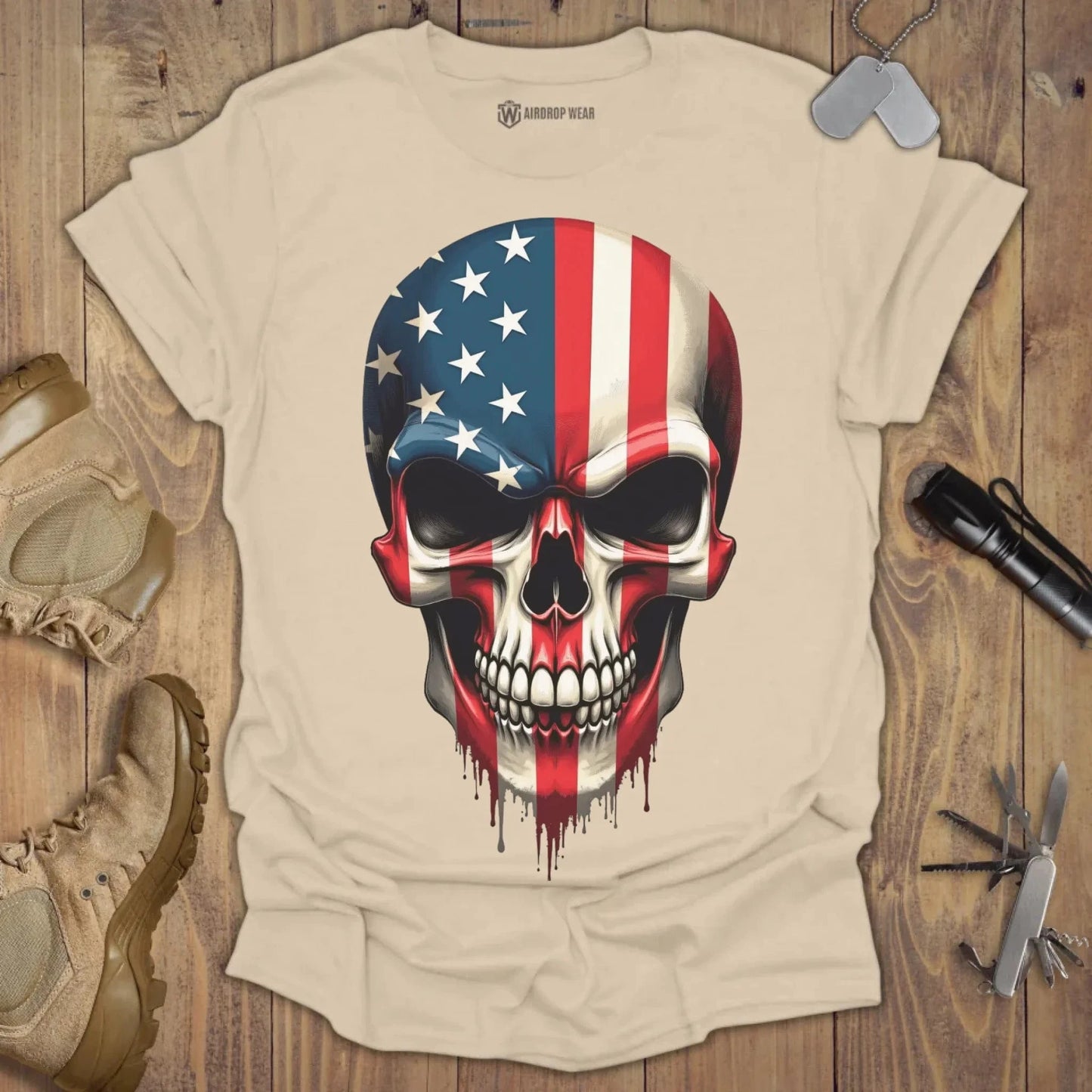American Skull T-shirt Sand