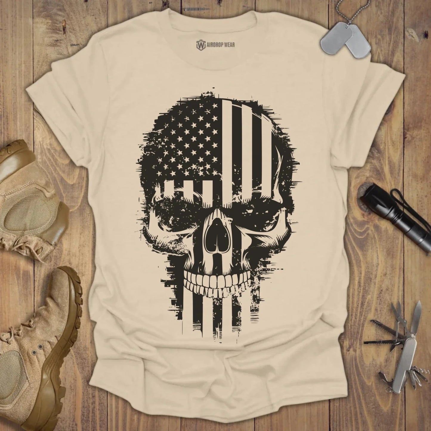 American Skull T-shirt Sand
