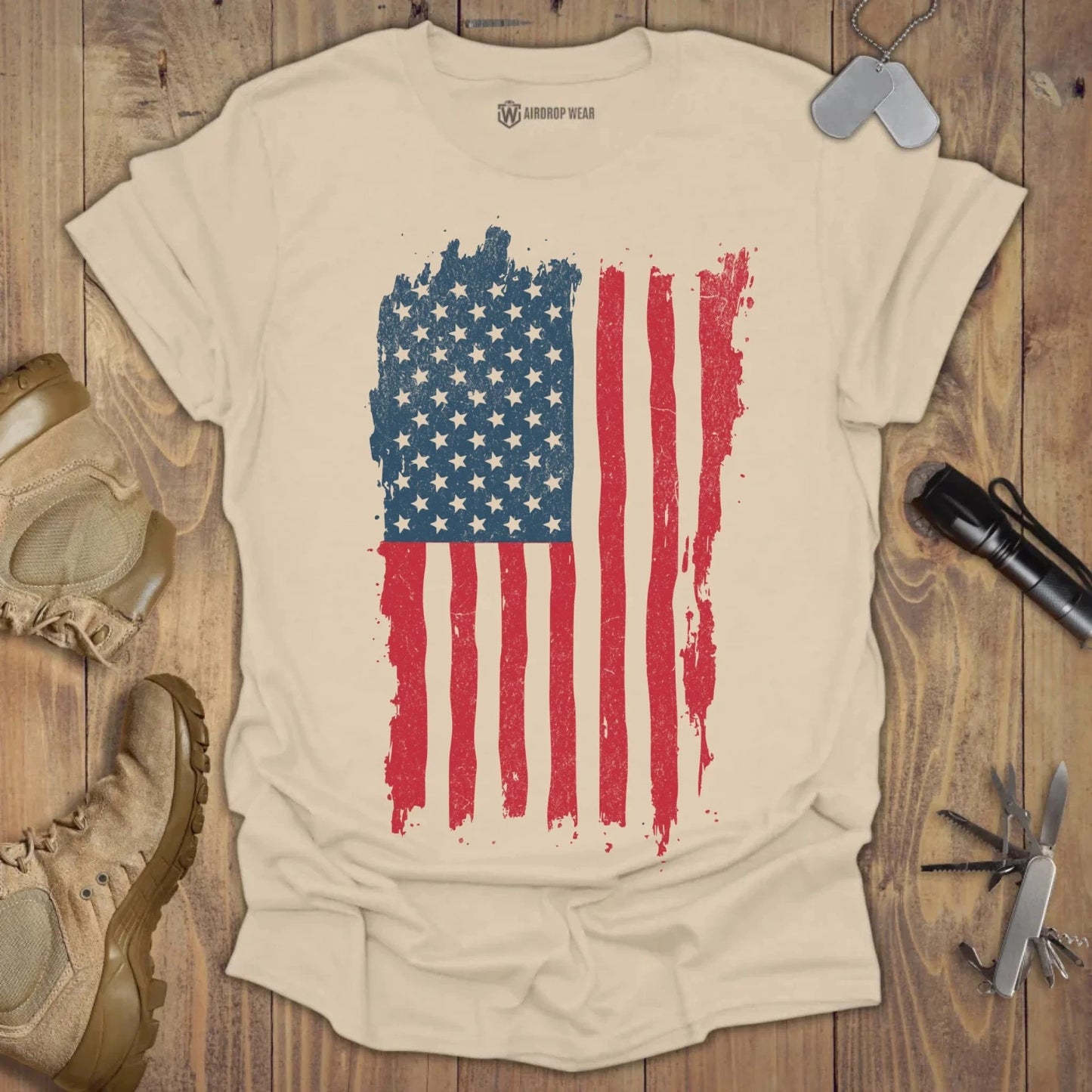 US Flag T-shirt Sand