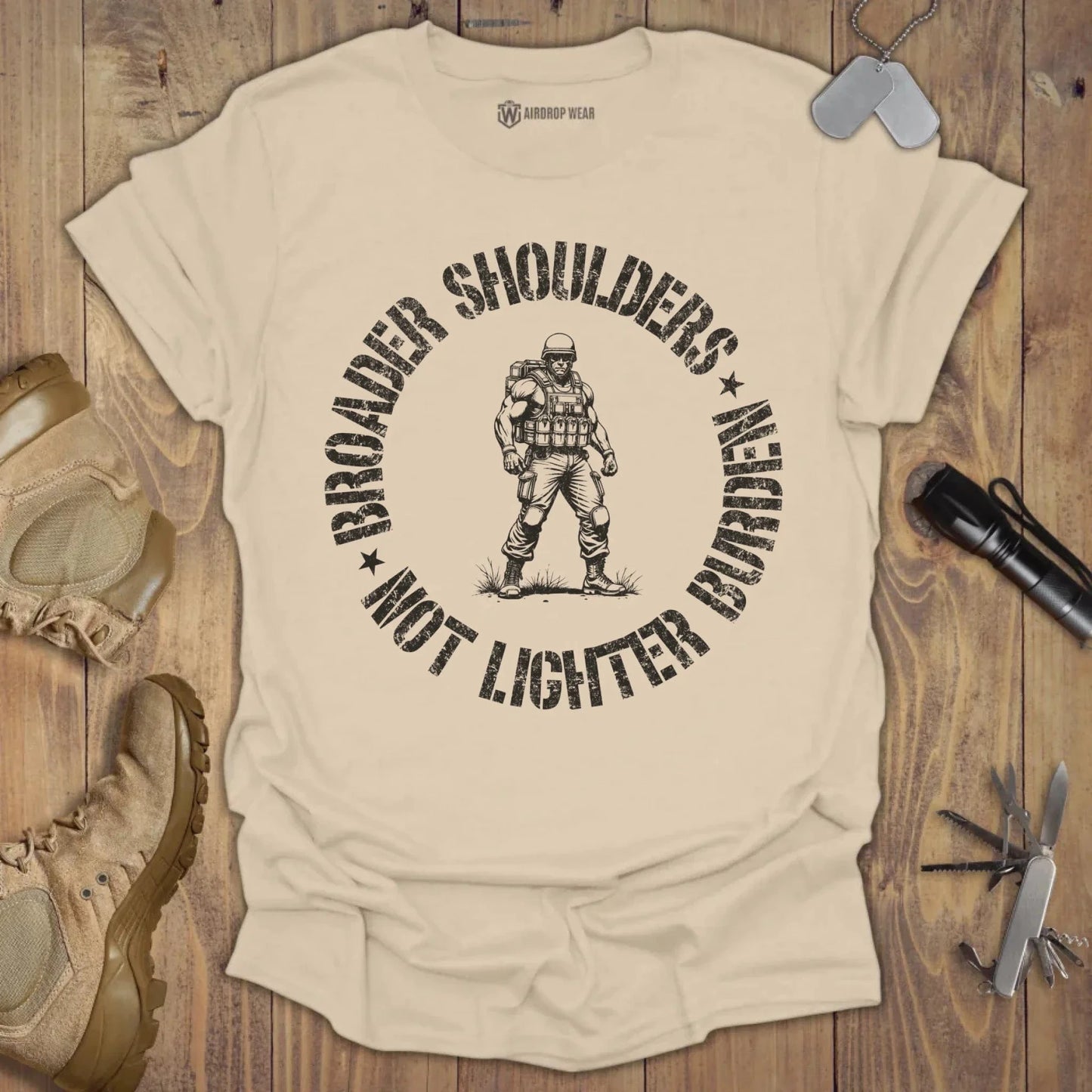 Broader Shoulders T-shirt Sand