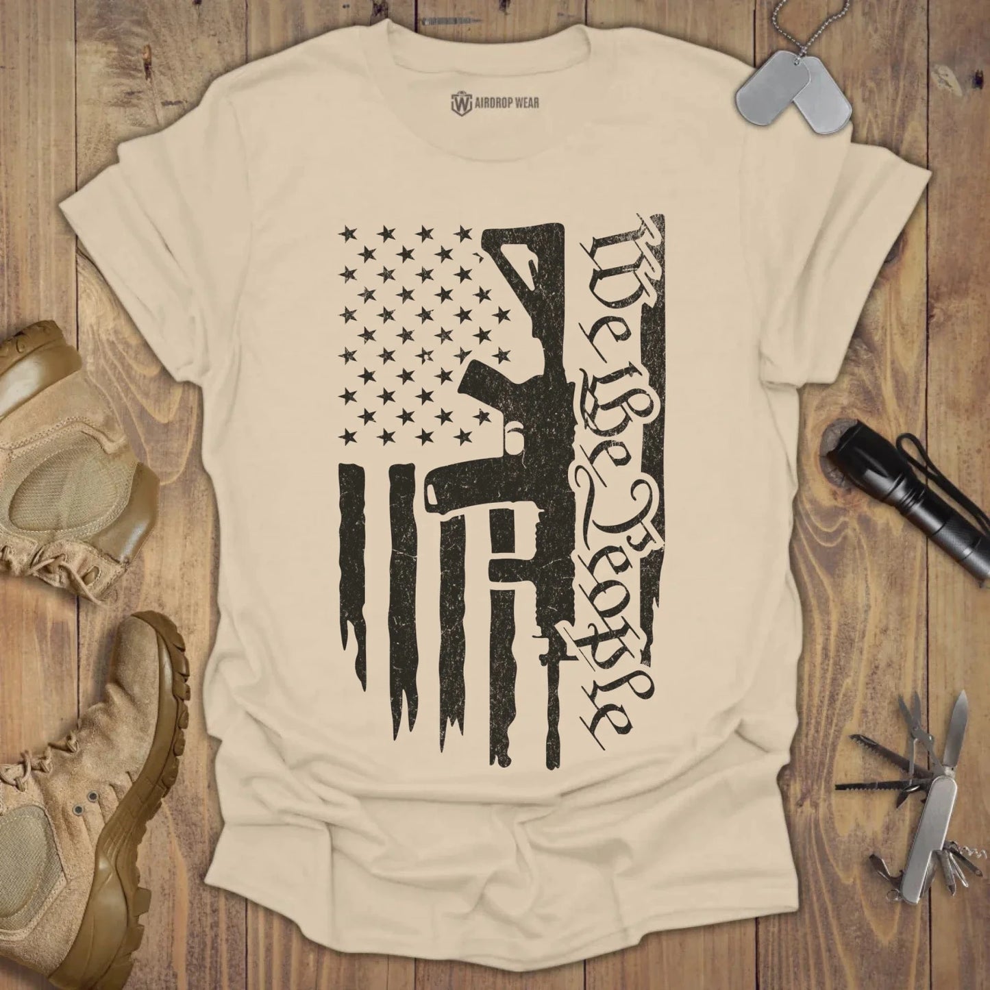 We The People Flag T-shirt Sand