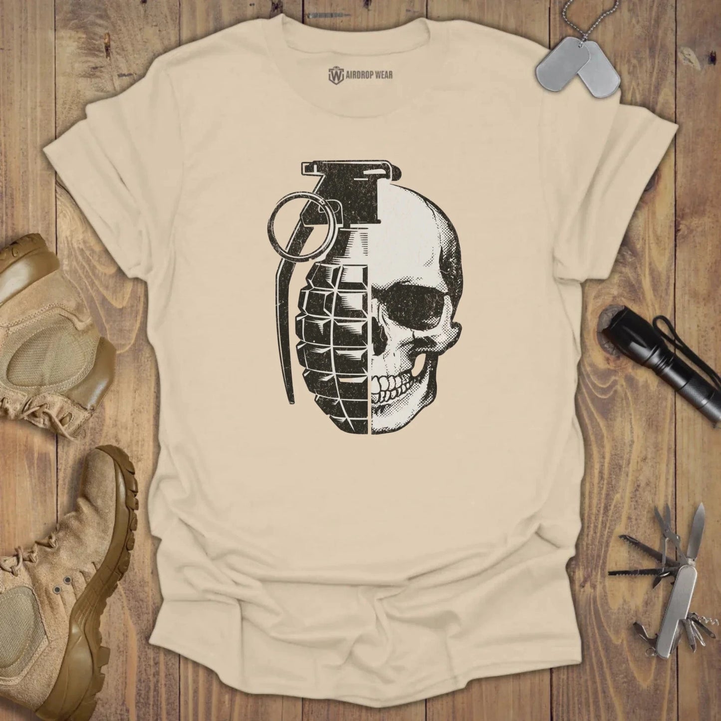 Skull Granade T-shirt Sand